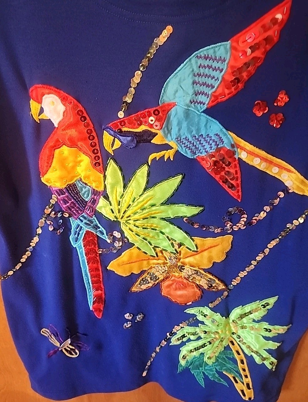 1990s Victoria Harbour Tropical Parrot Resort Birds Vacation Maximalist Shirt PL