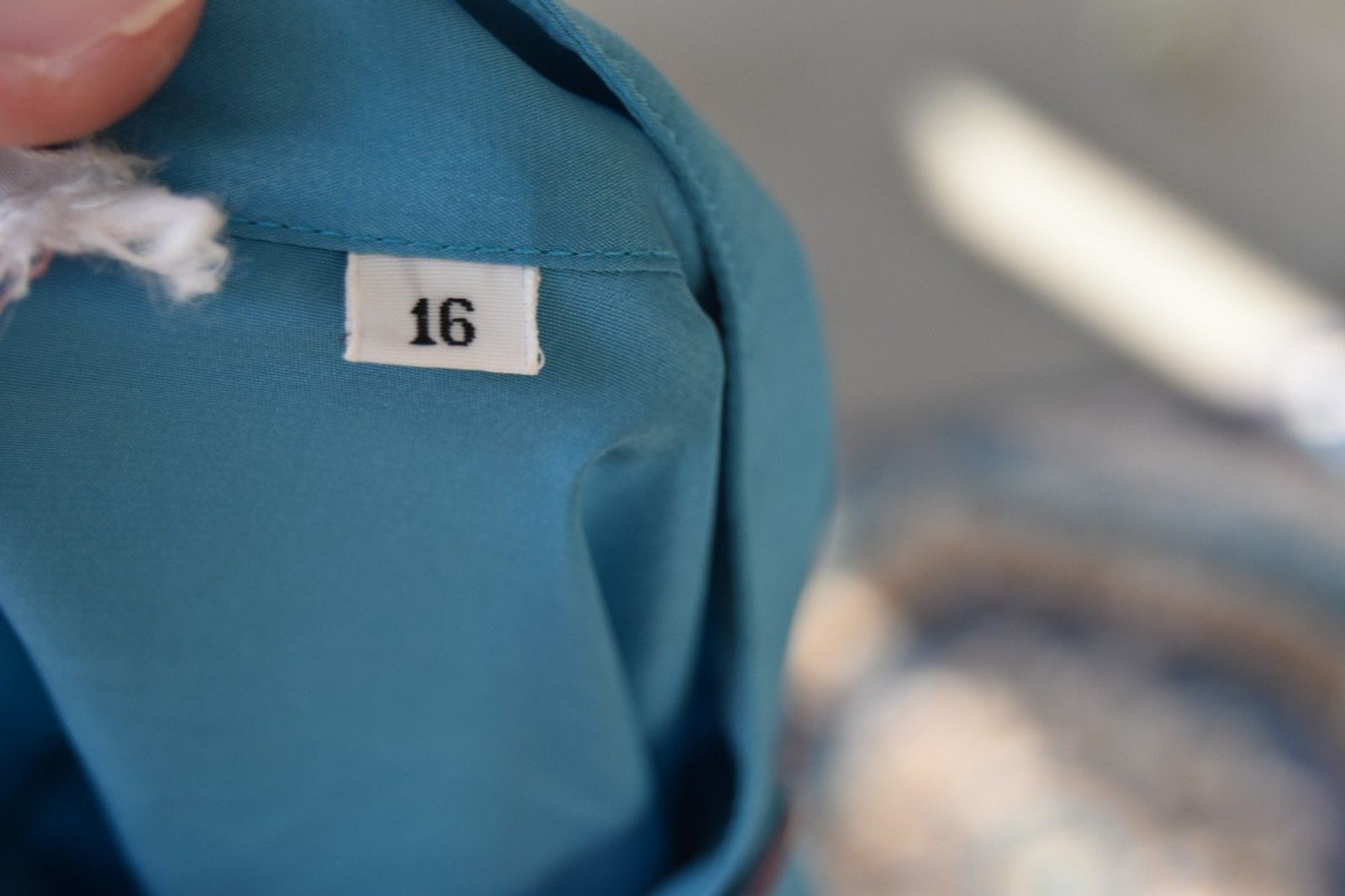 Vintage 1960s Doris Dodson Sportswear Off Center Buttons LS Blouse Aqua Size XL
