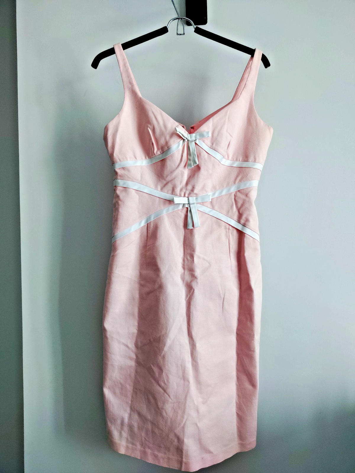 Y2K Laundry Shelli Segal 2000s Pink Cotton Corset Dress 8 USA NWOT