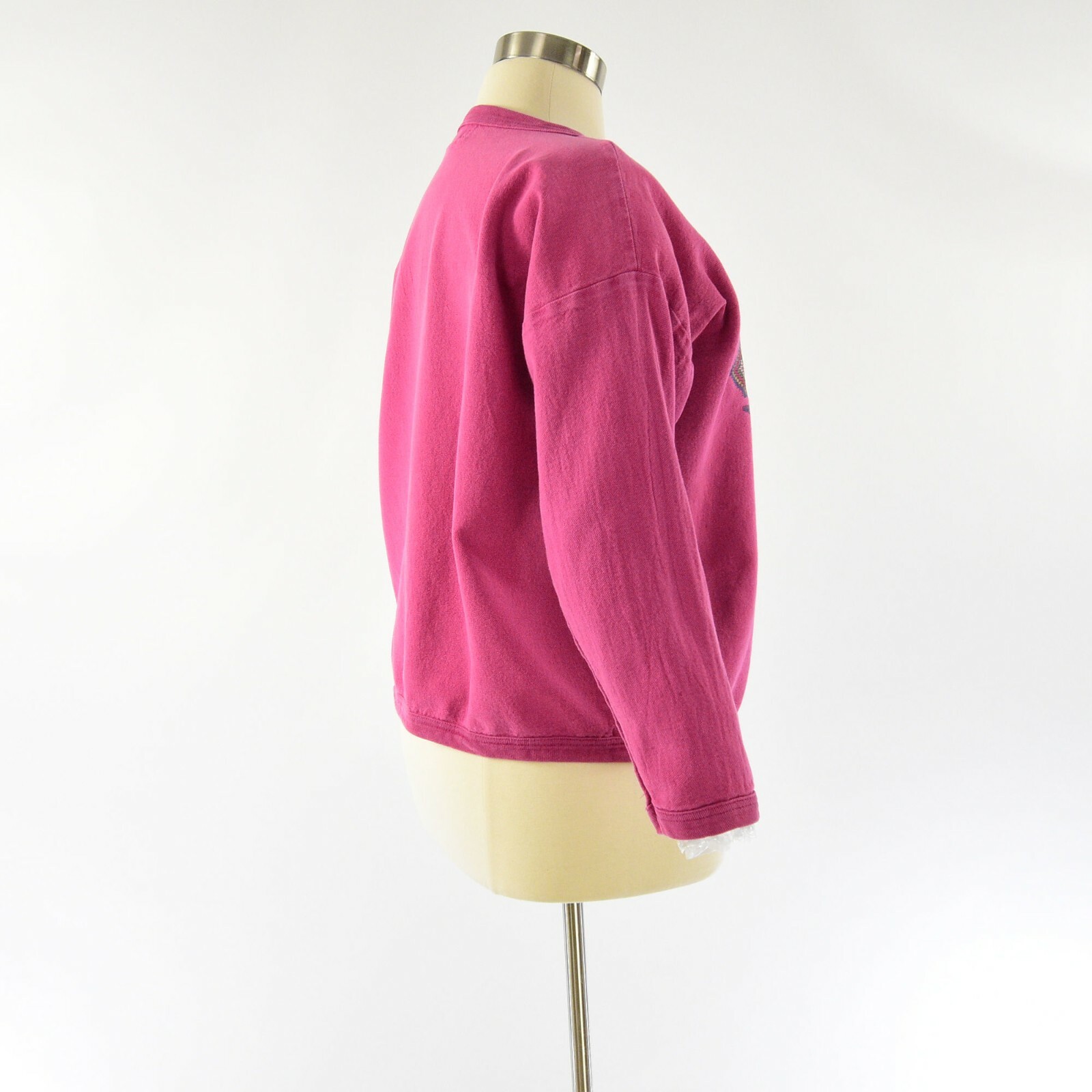 80s Vintage Pink Graphic Print Sweatshirt Top Womens One Size Bonjour