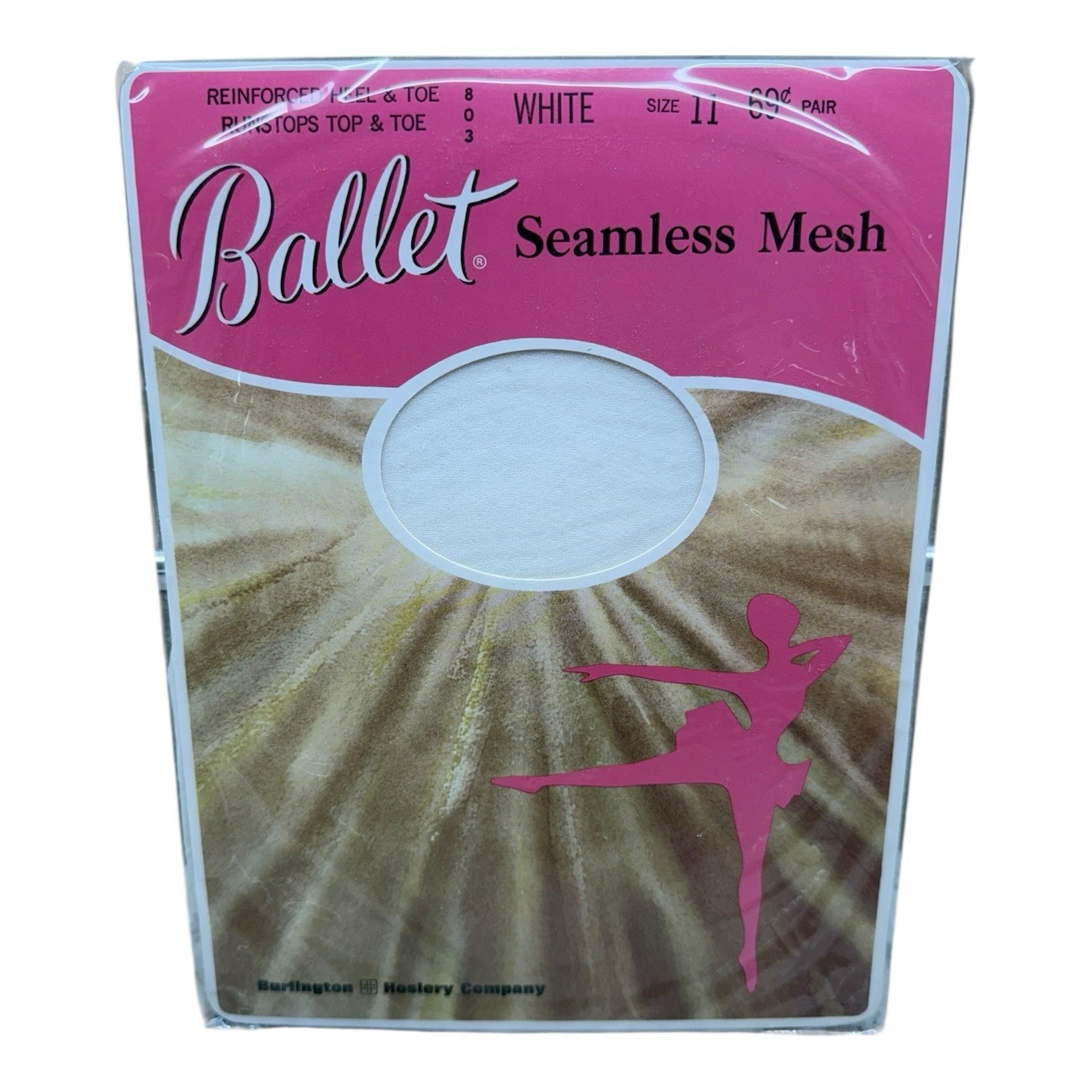 Vtg Ballet by Burlington Seamless Mesh White Stockings Reinforced Heel Toe 11