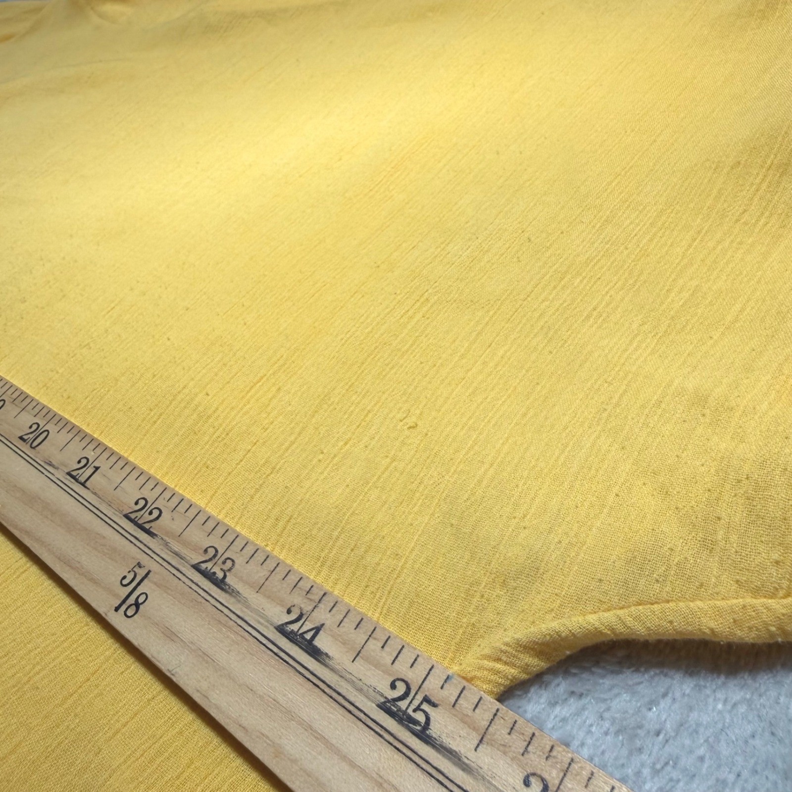 Vintage 70s Shapely Yellow Gauze Side Tie Top Large Cotton Blend Short Sleeve