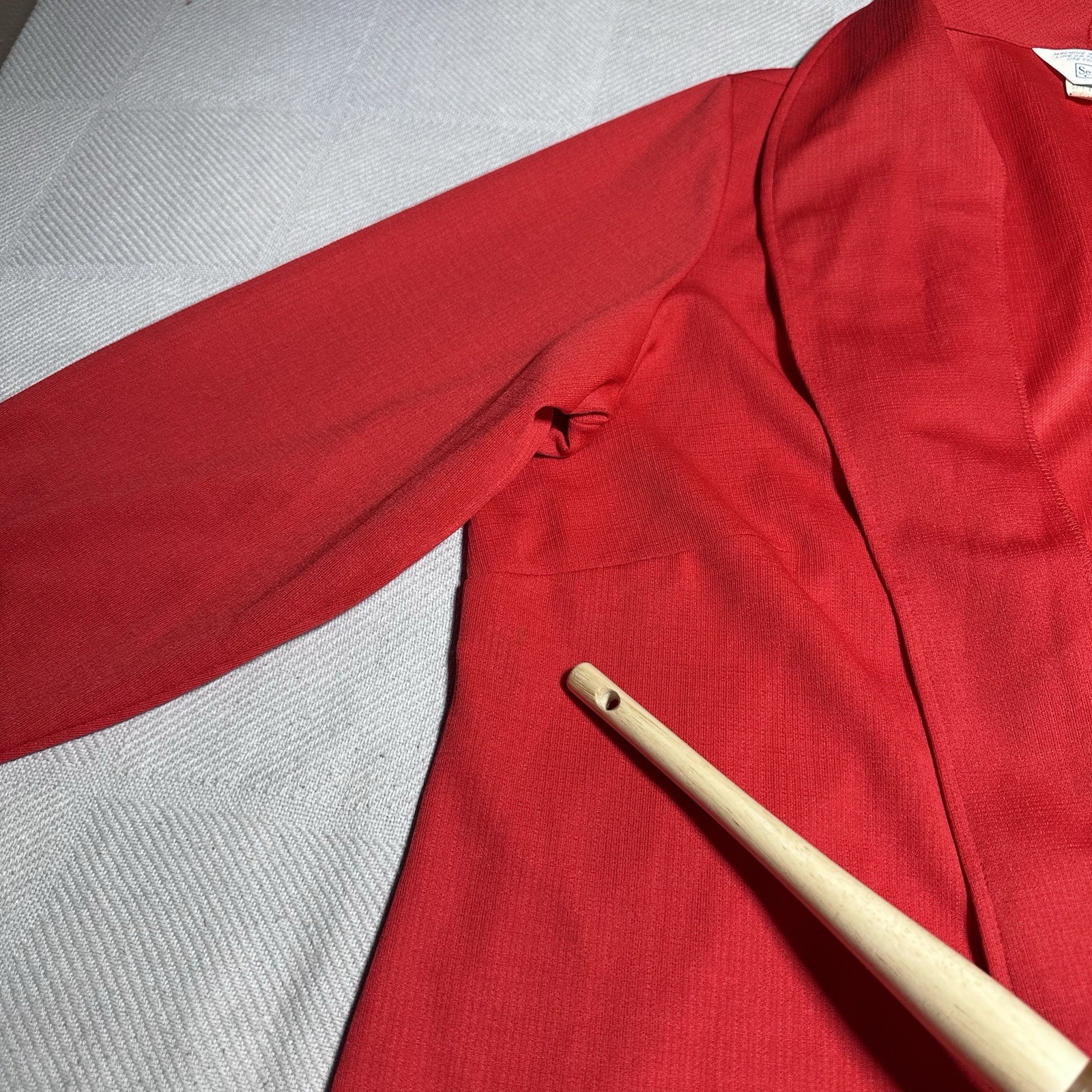 Vintage 60s 70s Sears Blazer Jacket Womens 26.5 Red Polyester Open Front