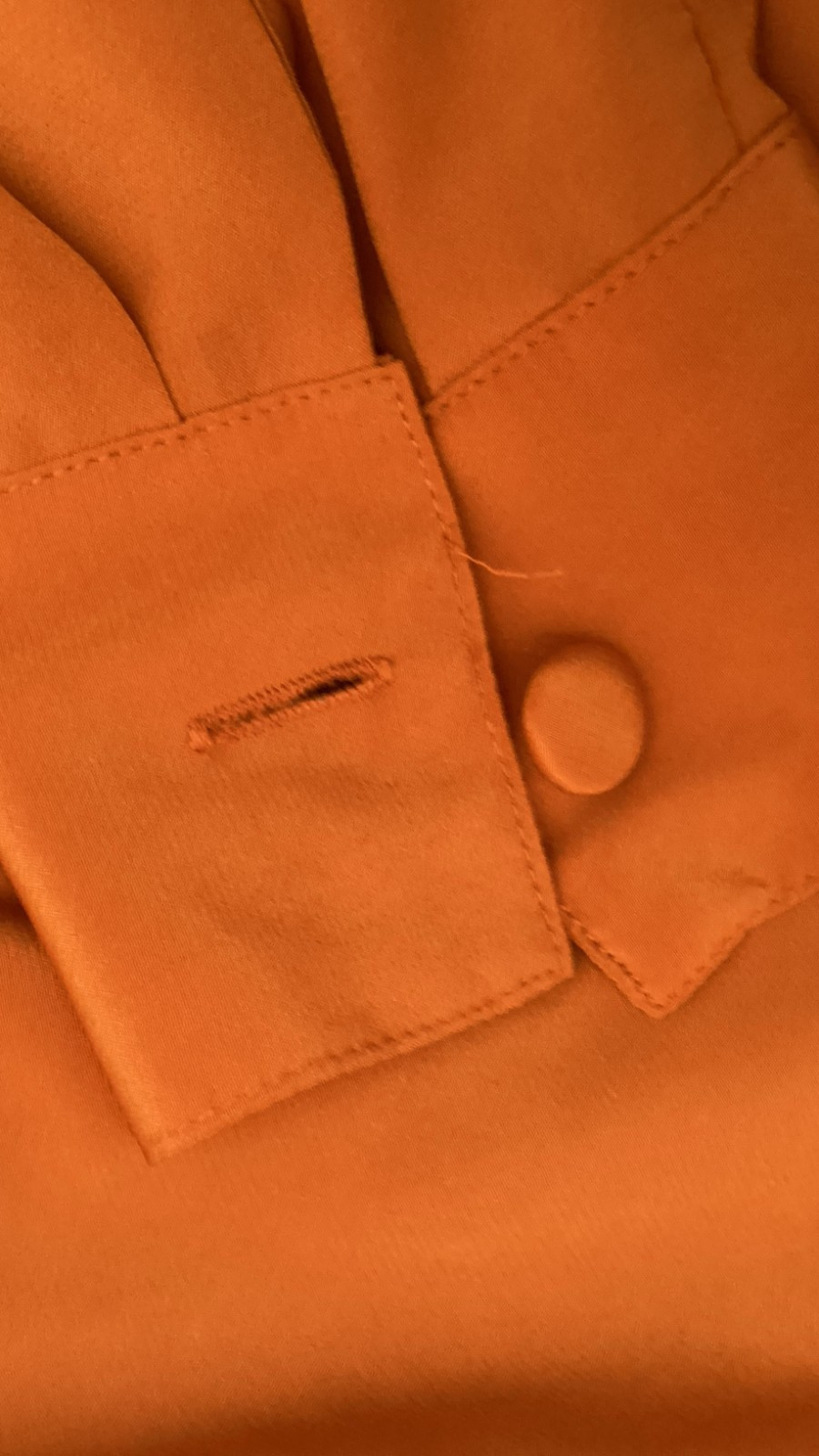 Vintage Pierre Cardin Rust Orange Satin Blouse Designer Retro Glam Button Top