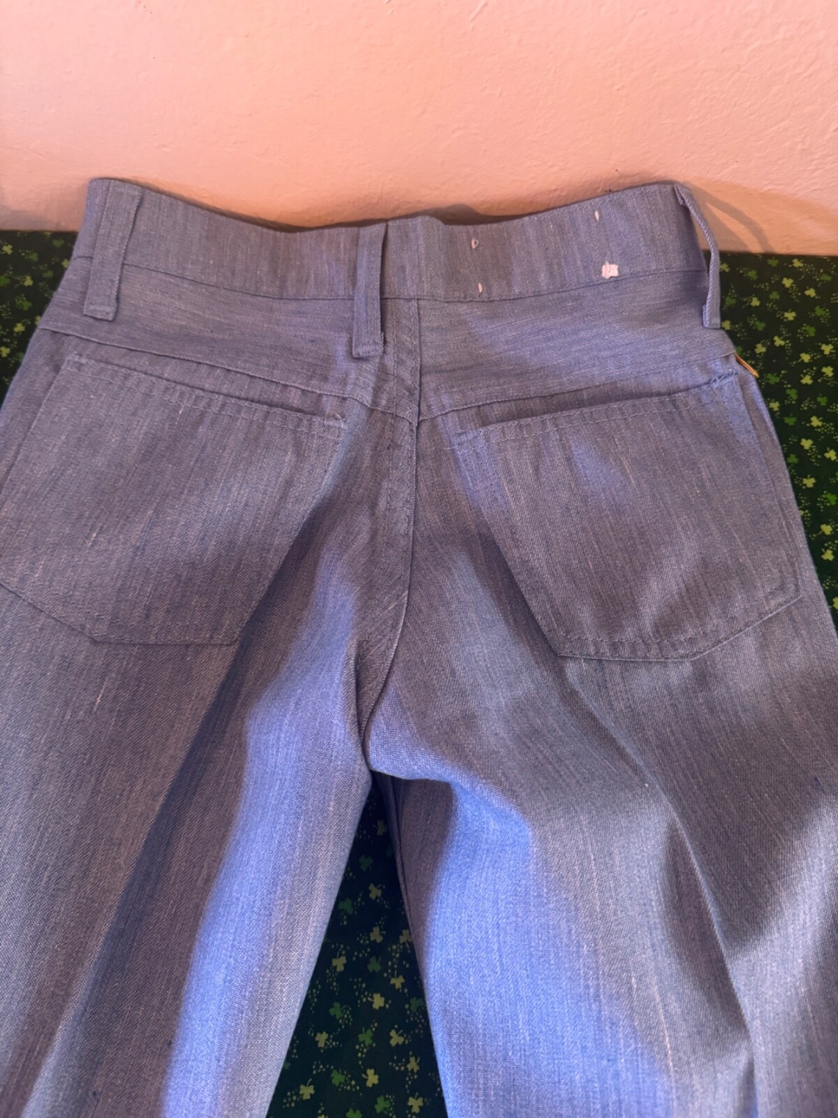 Vtg 1970s FARAH Flared Bell Bottom Polyester Slacks Pants Disco Navy Blue