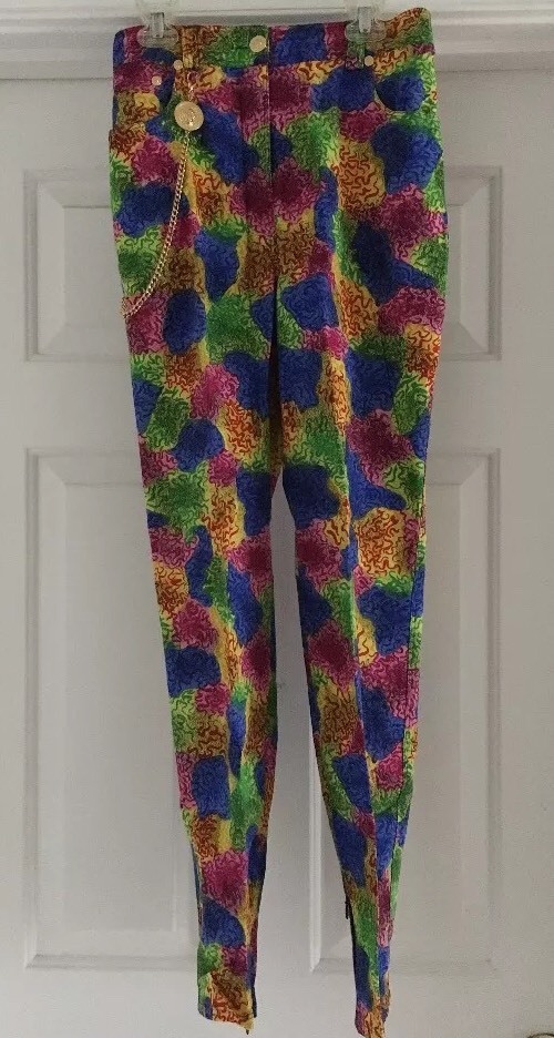 Vintage Versus Versace Print Womens Jeans Gold Chain And Medallion LNC Sz 28/42