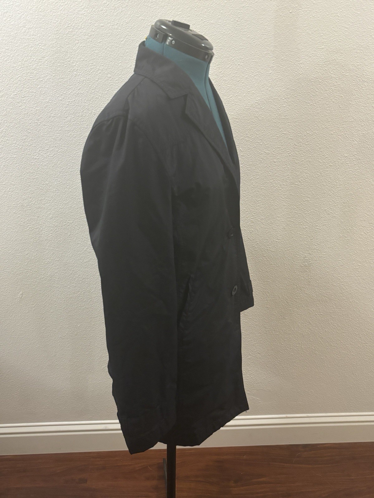 Vintage Esprit 68 Black Nylon Coat Jacket Button Front USA Made 80s/90s