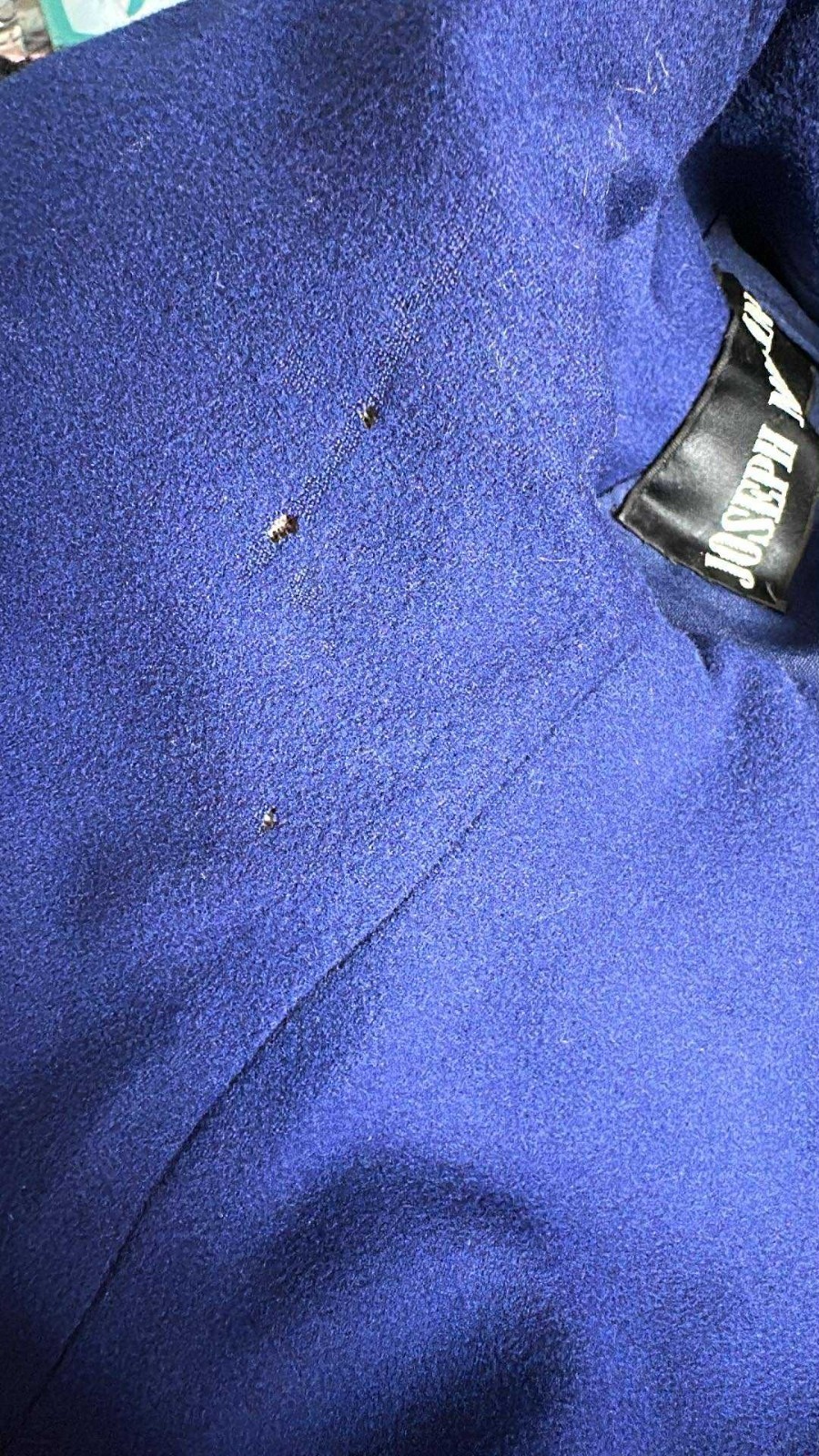 Vintage 50s Navy Blue Boucle Wool Trim Black Fitted Blazer Jacket Womens Medium