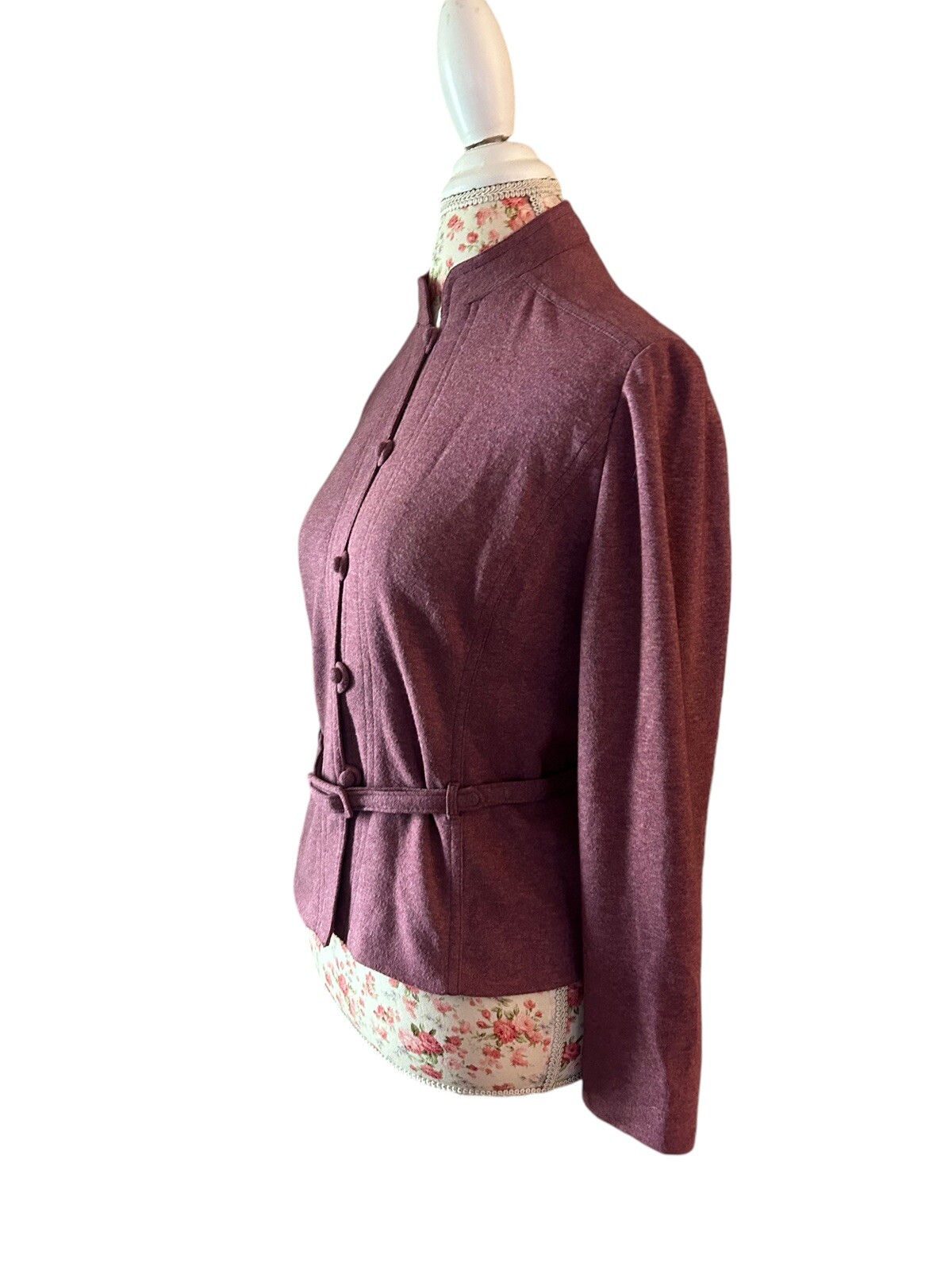 Vintage Leslie Fay 1970’s 1980’s Mauve Rose Belted Fitted Jacket Fall Winter