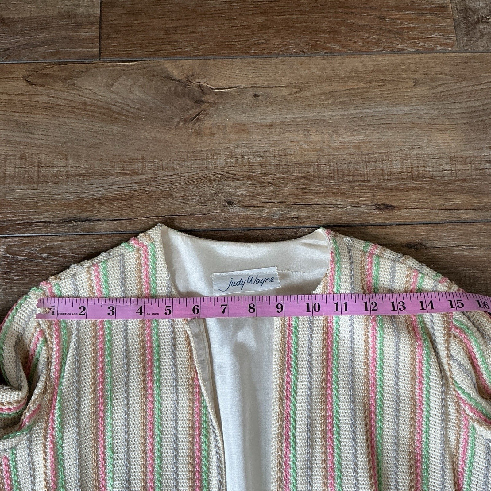 60s VTG Judy Wayne Pink Silk Viscose Dress Stripe Tweed Jacket Set Size 10 #39D7