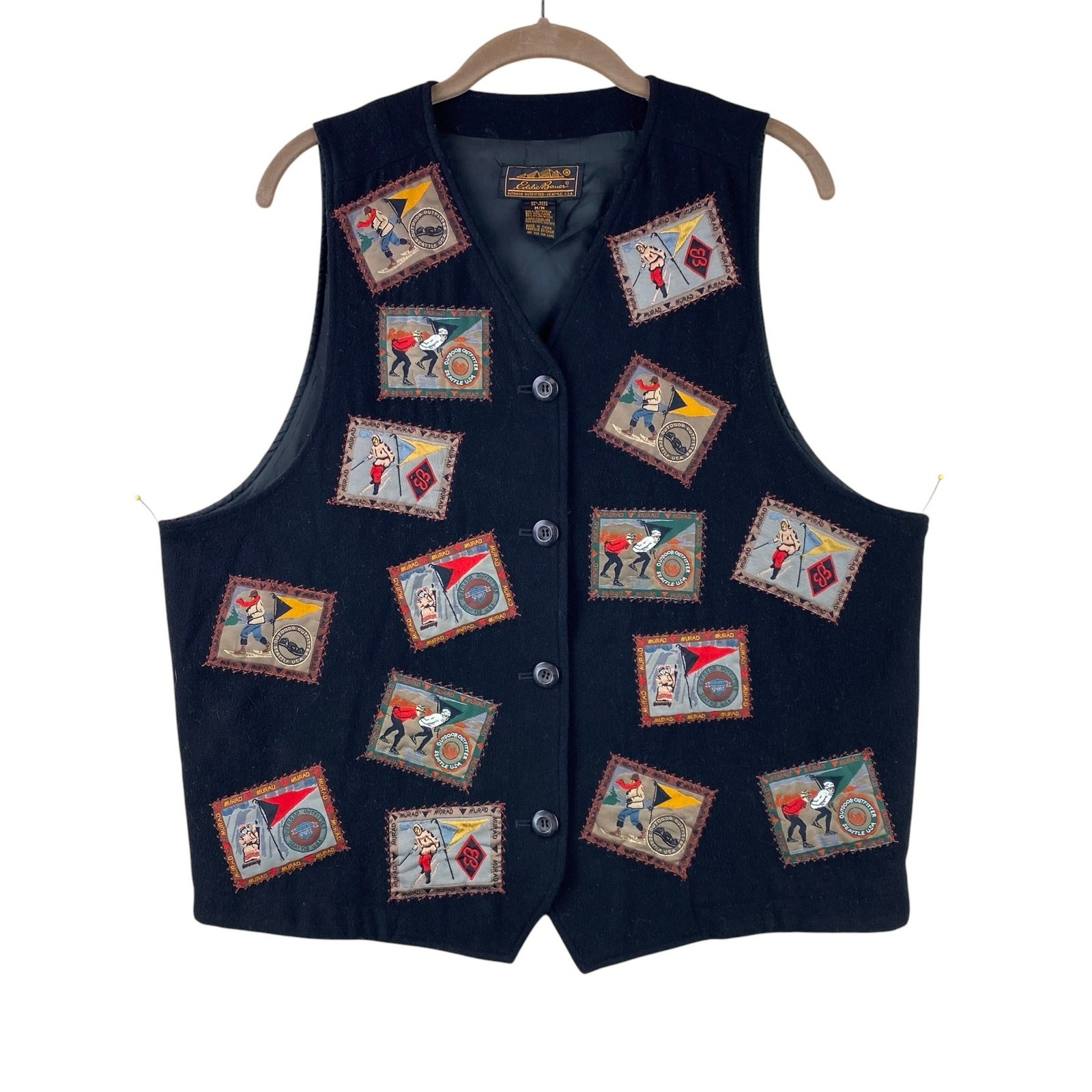Vintage Eddie Bauer Wool Vest Size M/L Snow Sports Apres Ski