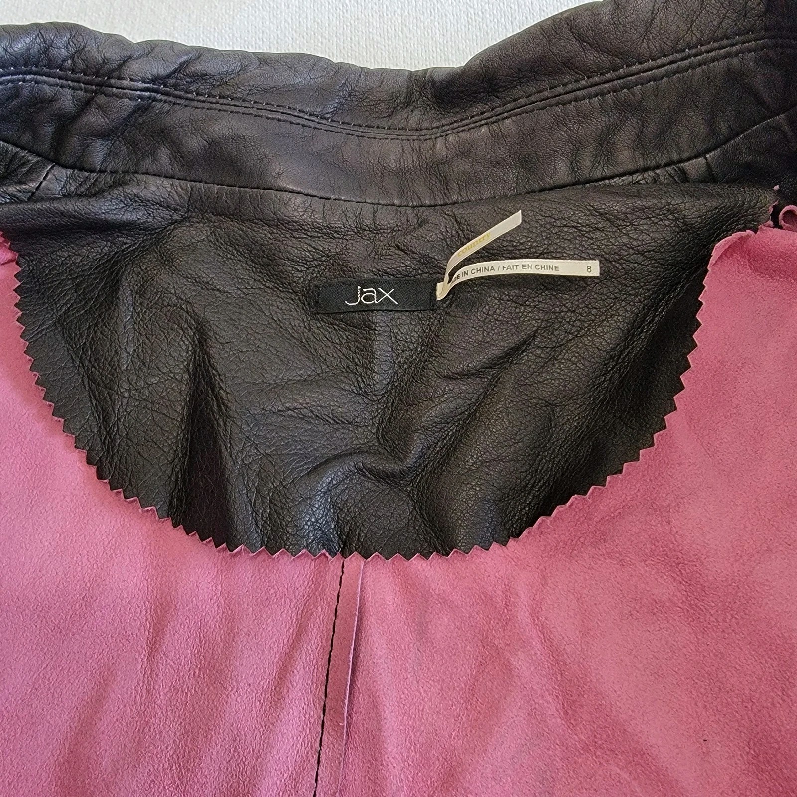 VTG 90s Jax Black Lambskin Leather Blazer Soft Tailored Short Jacket Womens S/M