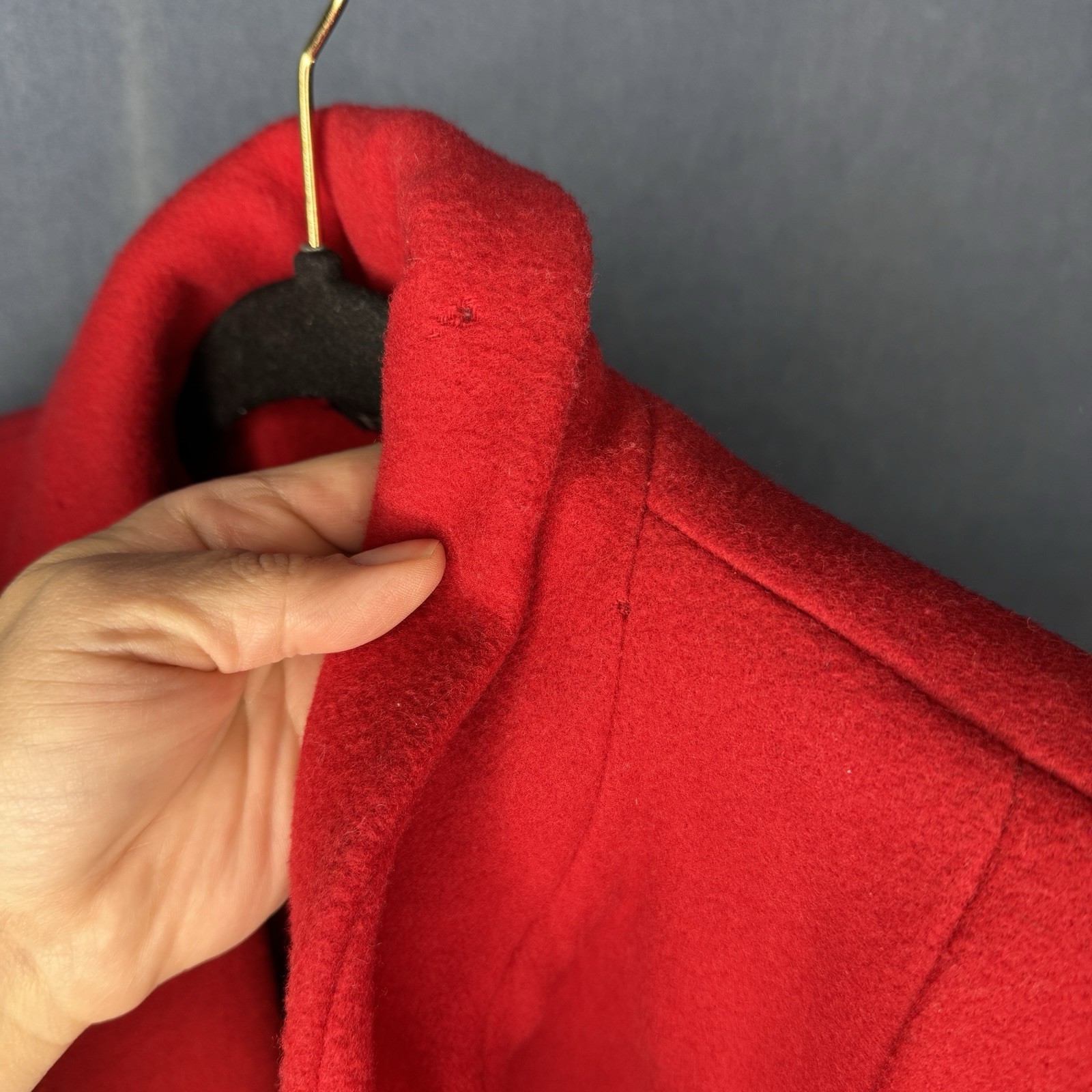 Vintage 80s Donnybrook Womens Red Wool Double Breasted Coat 10 Petite