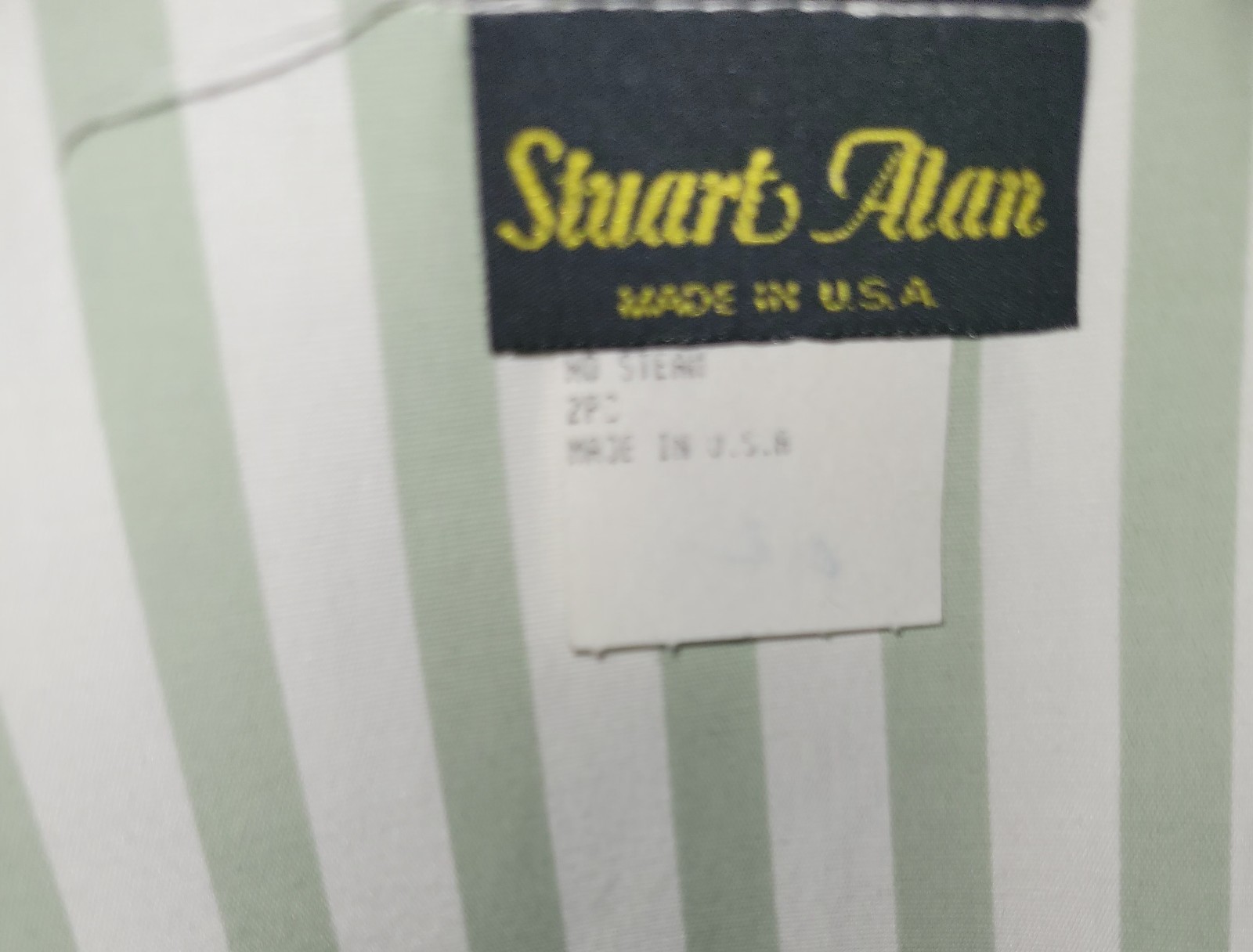 1980s STUART ALAN Sage Green Career Wear Polka Dot Belted Dress + Striped Jacket