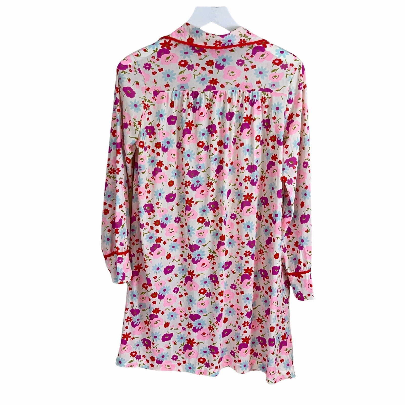 Vtg Formfit Rogers Robe Gown Sz M L 60s Ditsy Floral Peter Pan Collar Twee