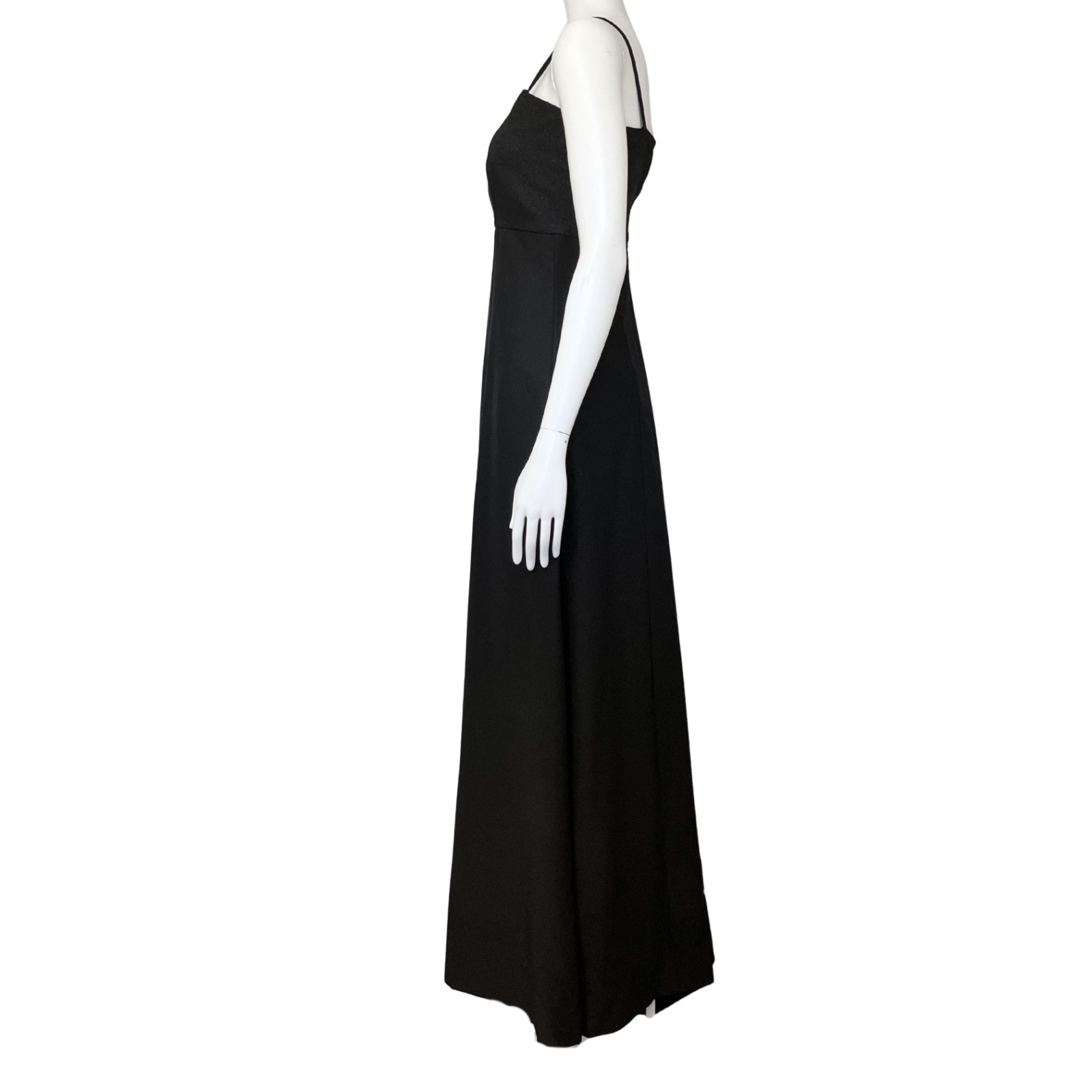 Vintage 90s Whimsigoth Black Empire Waist Prom Dress XXS Embroidered Goth Formal