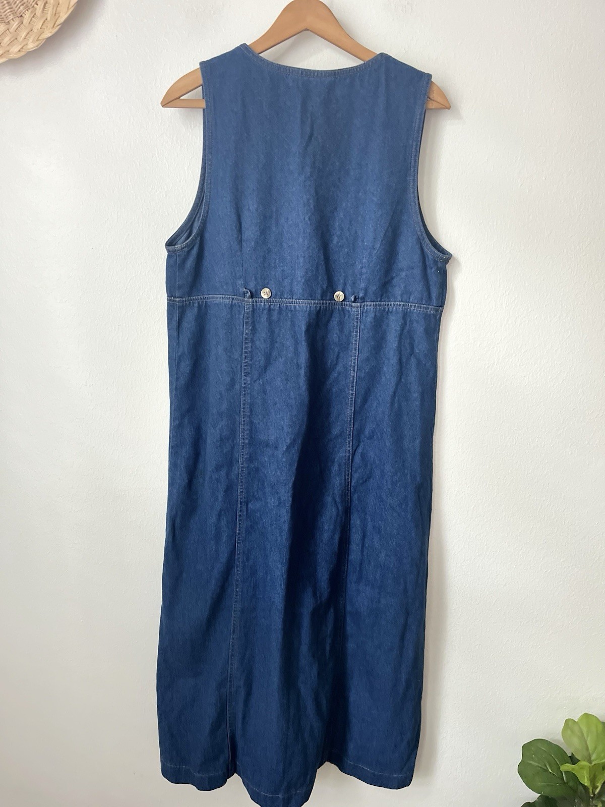 90s Original TY Wear Denim Jumper Modest Dress 10 Petite adjustable back career