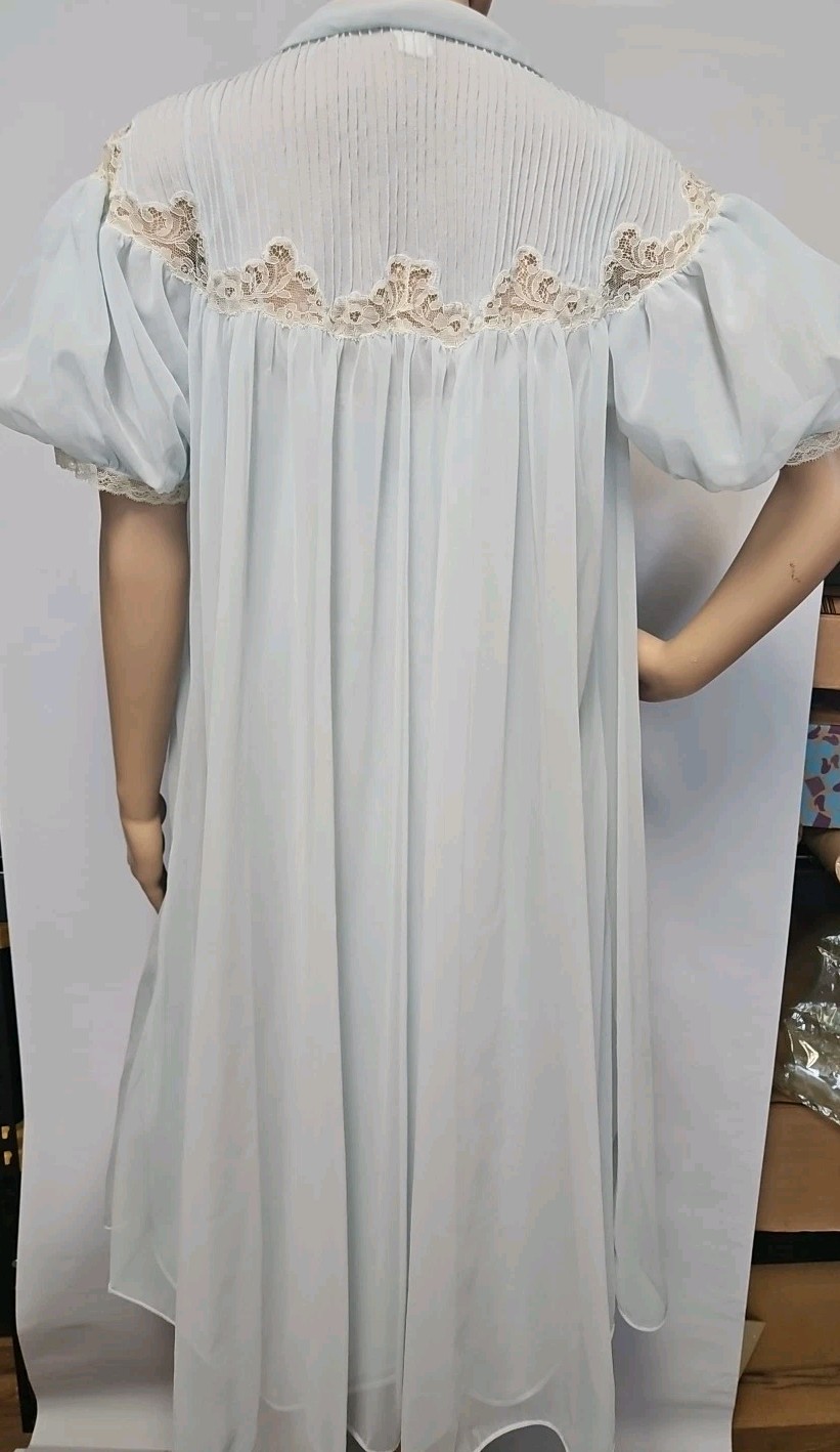 Vintage Godfried Original Blue CHIFFON & LACE Peignoir SET Size Small /PS?