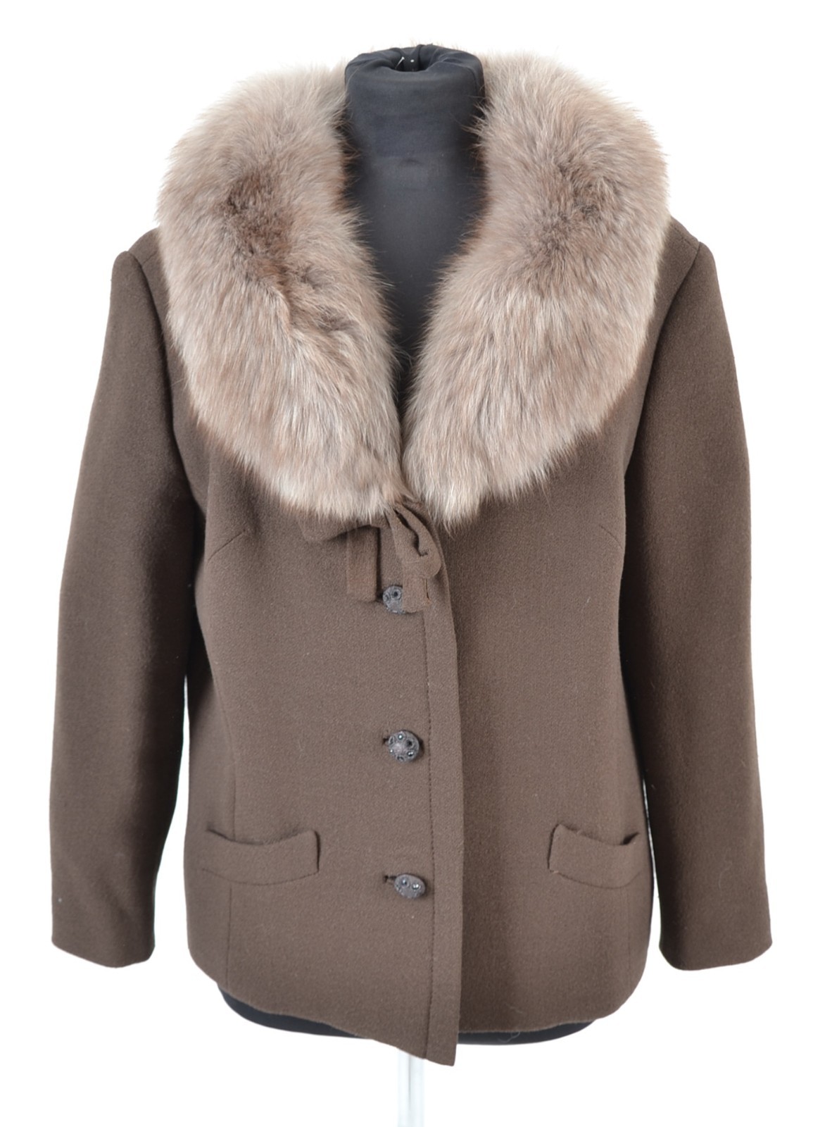 A3963 Vintage Ladies Short Jacket With Real Fox Collar 50s 60s