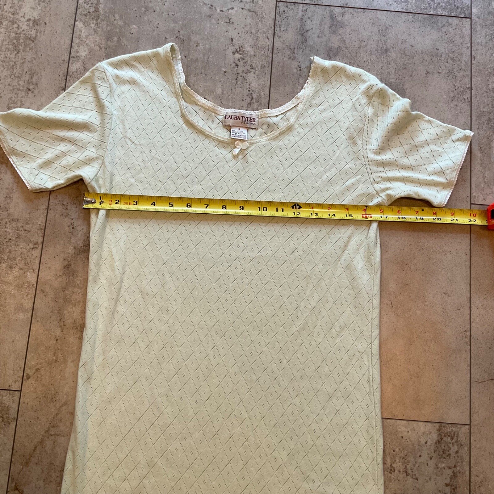 Laura Tyler At Home Nightgown Women’s Sz S Pale Green Sheer Short Sleeve Slits