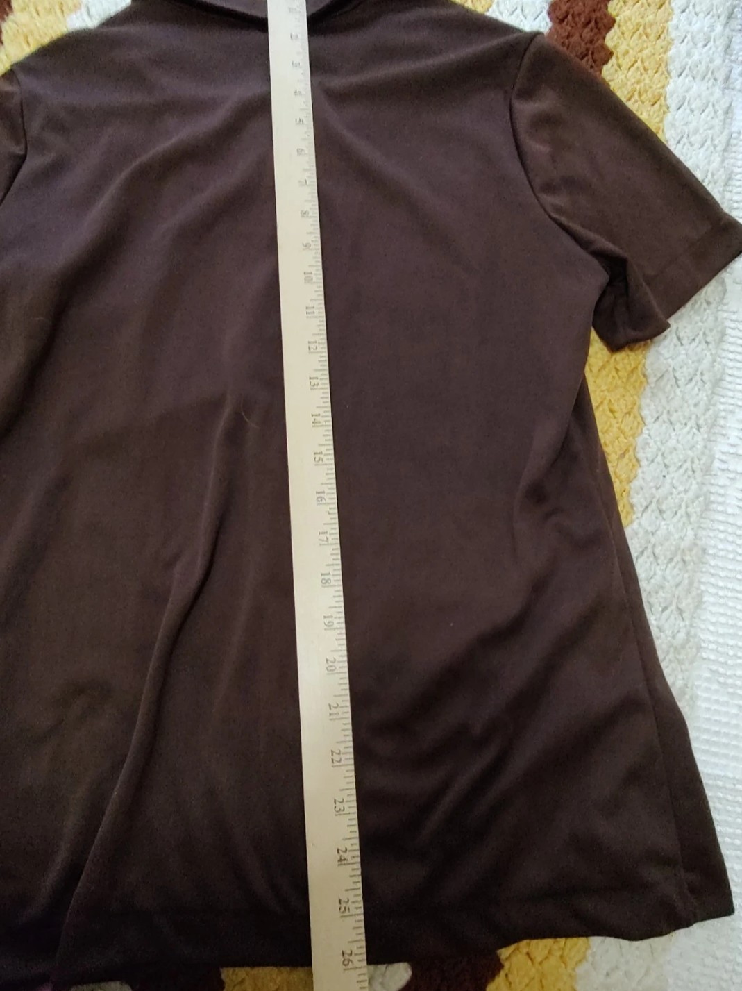 vintage 70s Polo Shirt Dark Brown Collared Short Sleeve Vintage 1970s Sz 16