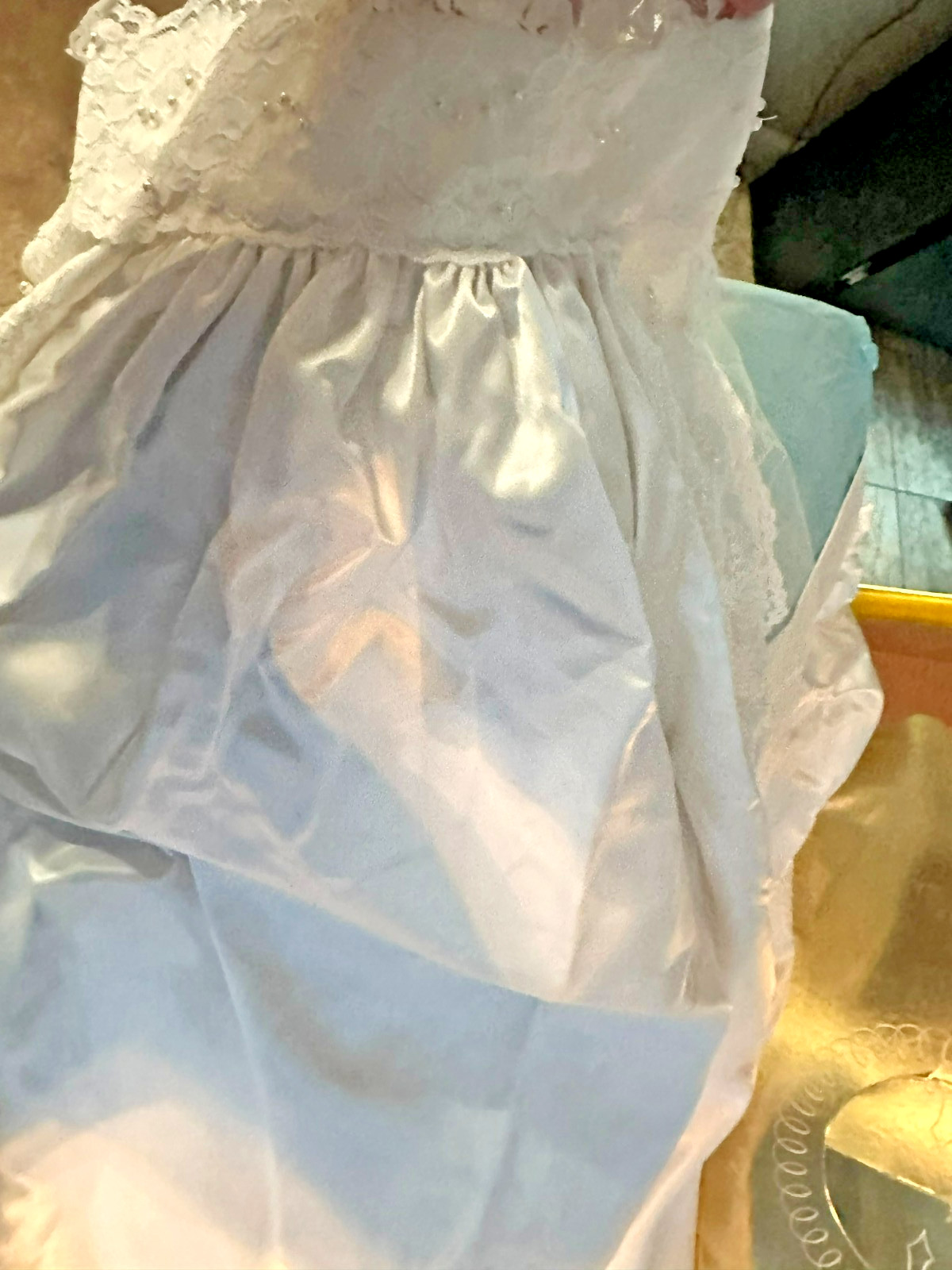 Vintage Satin Lace Wedding Dress Veil & Train Set – Pristine Preserved Box