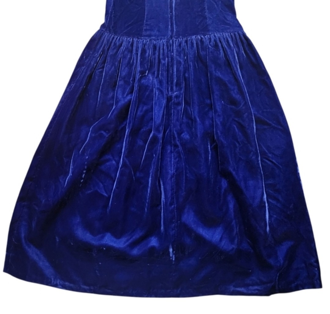 Vintage Gunne Sax By Jessica McClintock 70’s 80’s Dress Blue Velvet Size Small 5