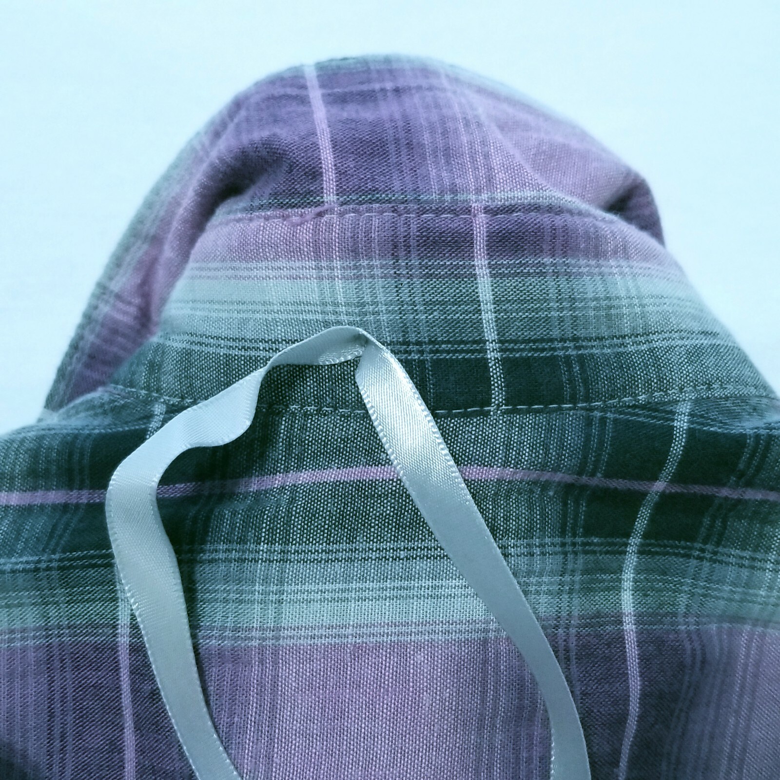 Vtg Rockmount Ranch Wear Purple Gray Plaid Pearl Snap Sz 32 Fitted w/Tie Western