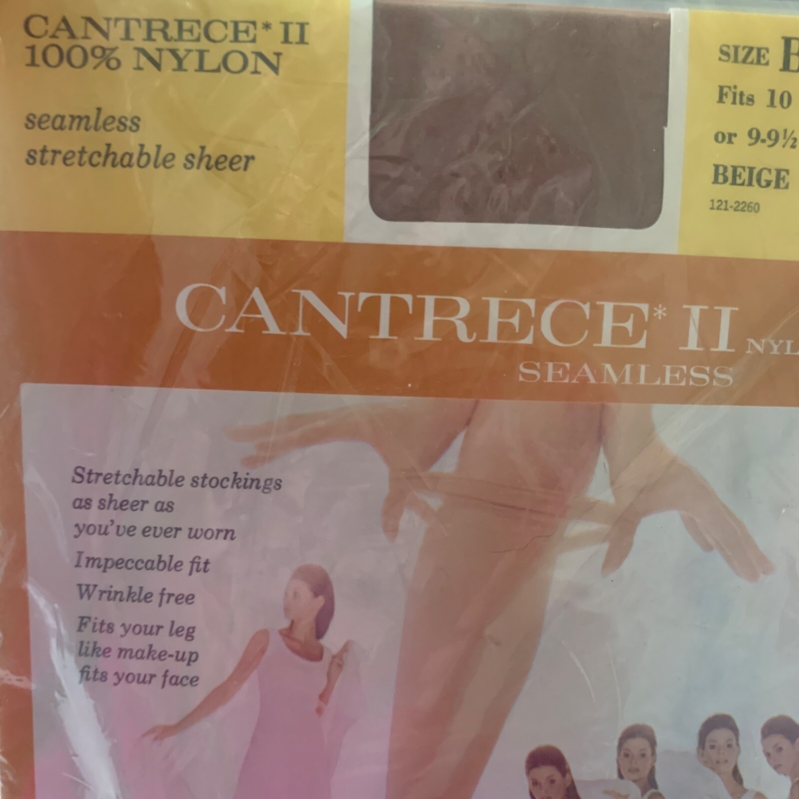 JC Penney Gaymode Cantrece II Stockings SIZE B GARTER Beige Glo Stretch 3 PACK