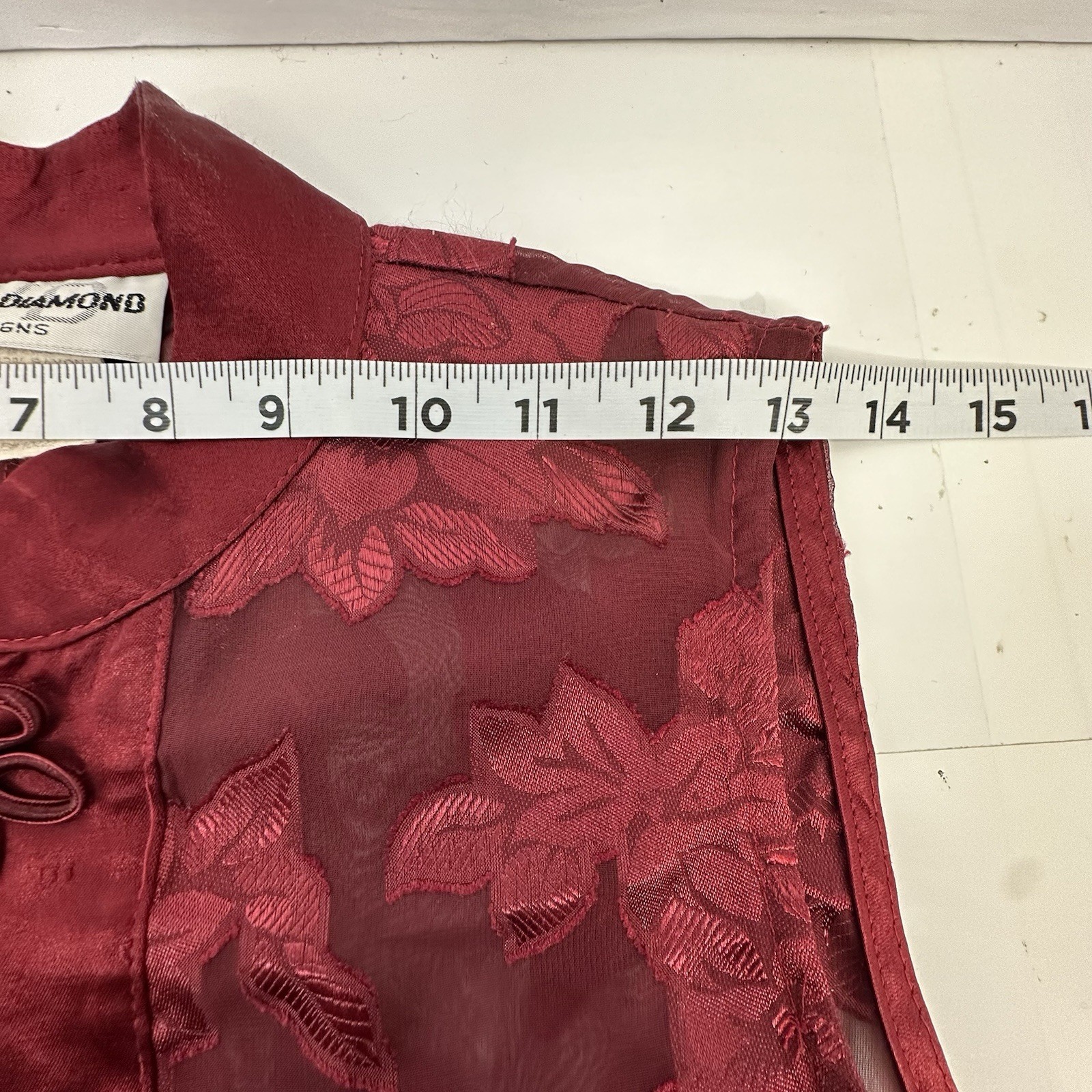 VTG Wayne Diamond Burgundy Cheongsam InspiredSheer DusterFrog Closure USA 8 READ