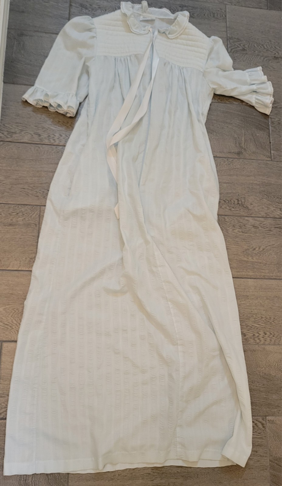VTG Vintage JC Penney Light Blue NIGHTGOWN ROBE ZIP FRONT POCKET Misses Small