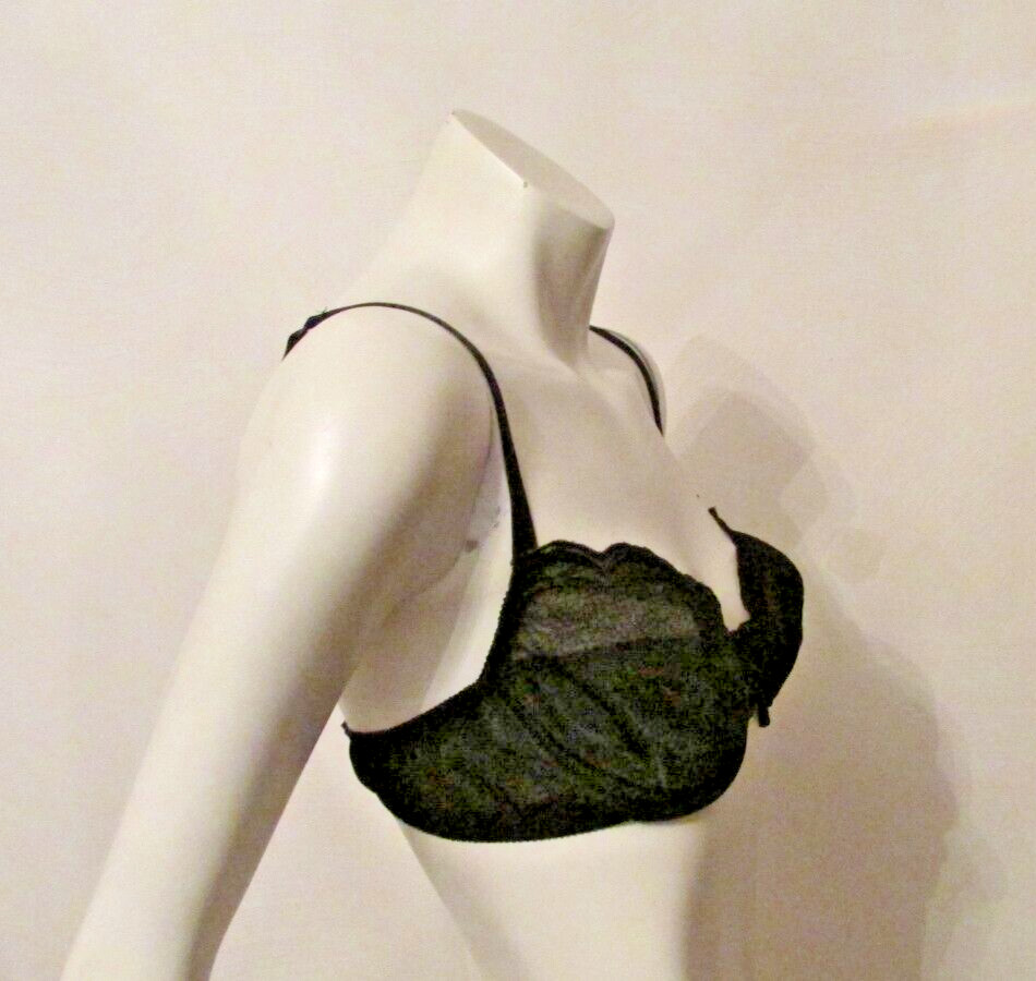 Victoria’s Secret Gold Label Floral Satin Chantilly Lace UW Balconette Bra 34C