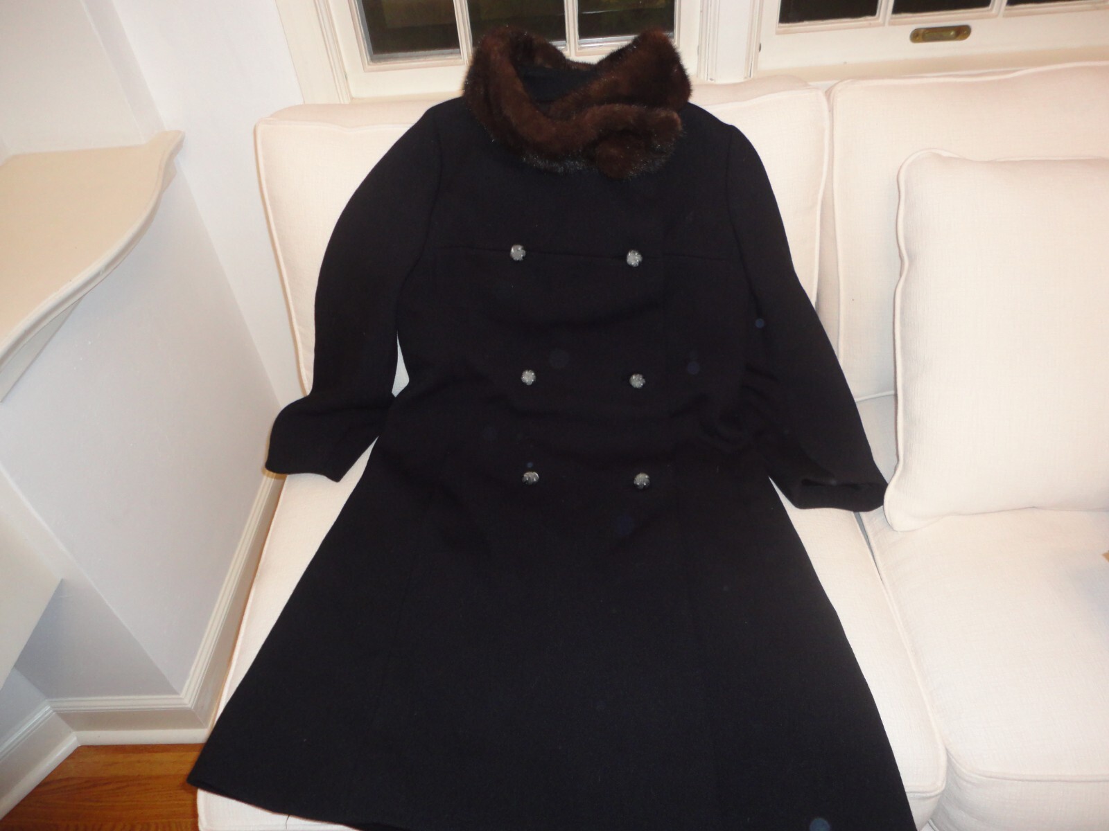 Vintage 1950’s Wool & Mink Evening Coat Bracelet Sleeves Size 8 Medium