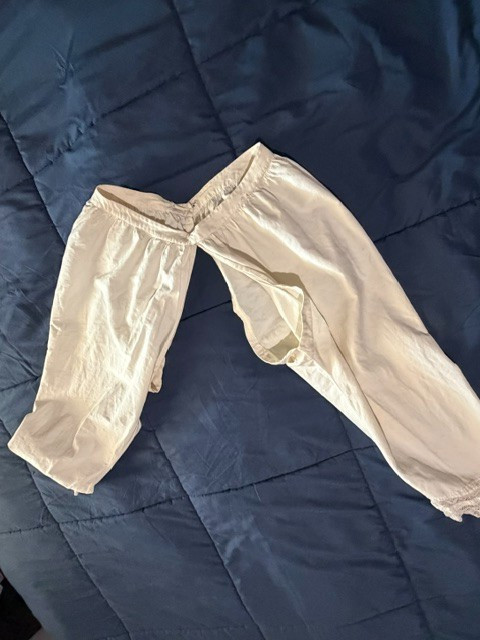 VTG Edwardian bloomers split drawers cotton long legs waist 25-26″ Unique