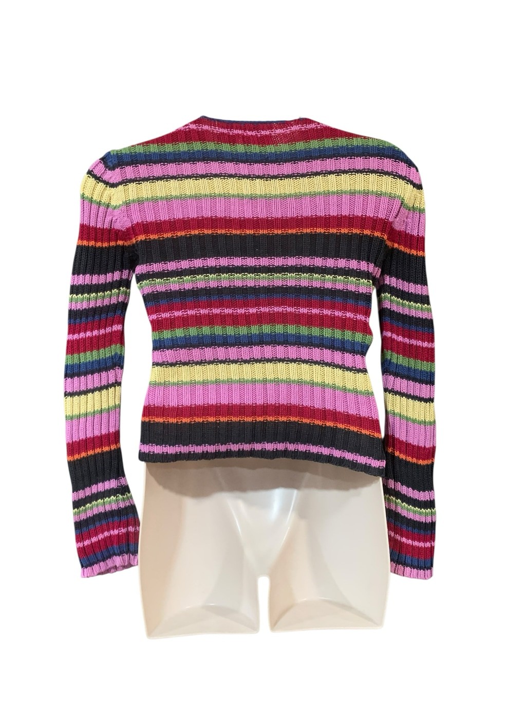 Vntg Y2K Women’s Next Era lace up Striped Knit Sweater, Size L Multi-color