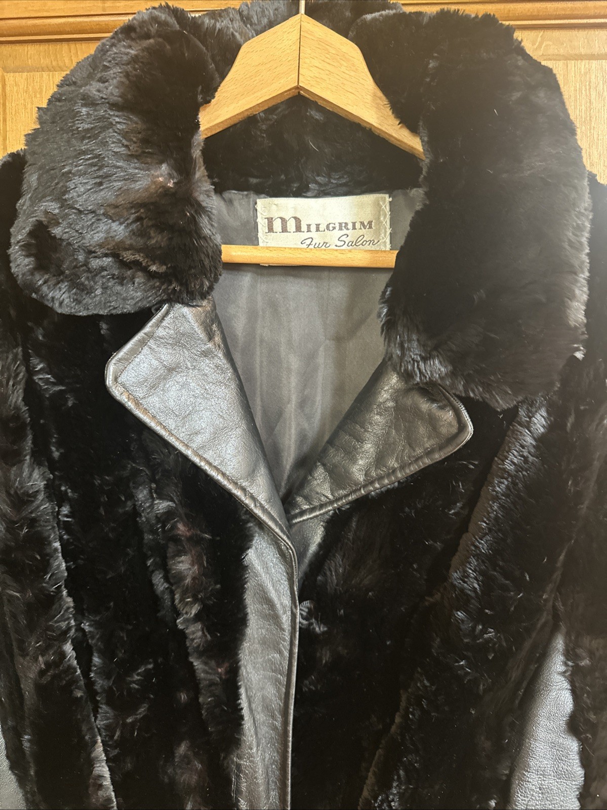 Vintage Sheared Black Mink And Leather Coat