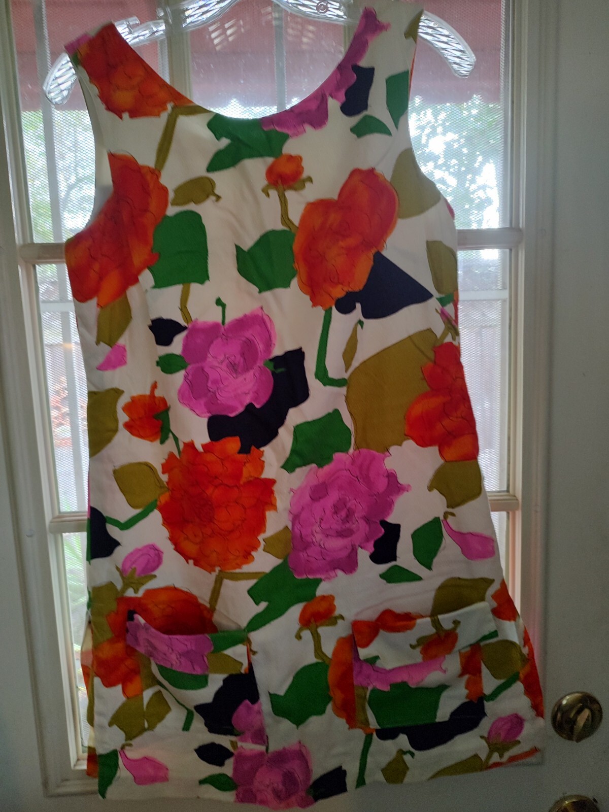 Vintage 60’s Hawaiian Cotton Bark Cloth dress Shorts Attached To Under The dress