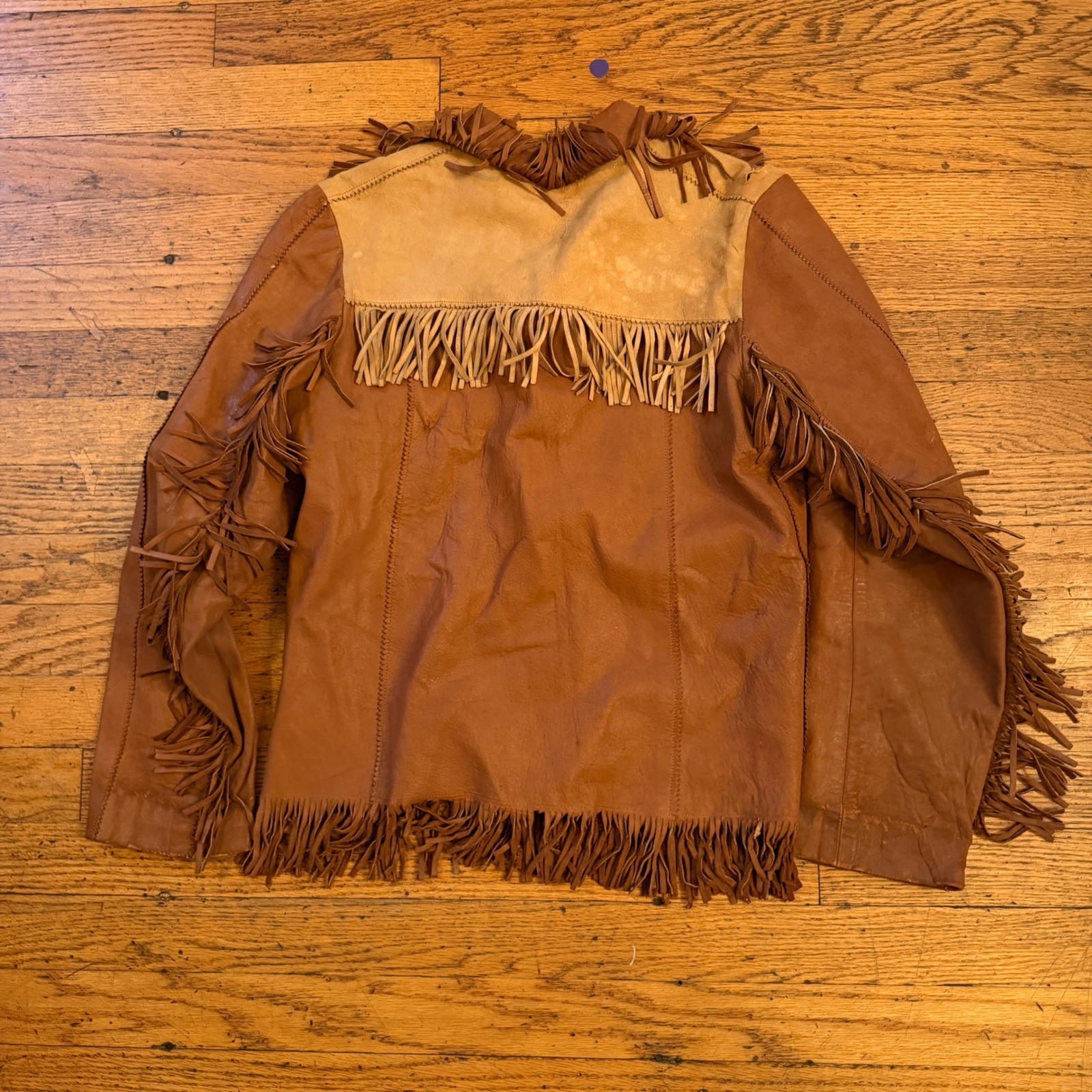 Vintage 60s 70s Western Leather Fringe Jacket Brown Tassels Boho Cowgirl