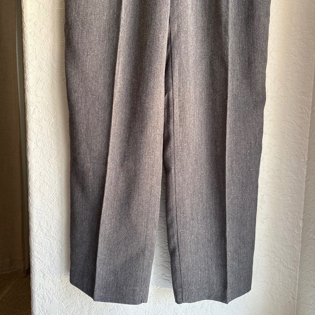 Vintage Women 10 Pleated High Waist Pant Trousers Grey Straight Leg Office Work