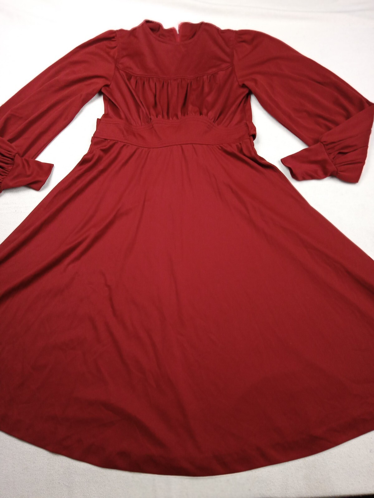 1980s Rags By Kressandra Vintage Wine Red Long Sleeve dress Size 7 Womens Strap