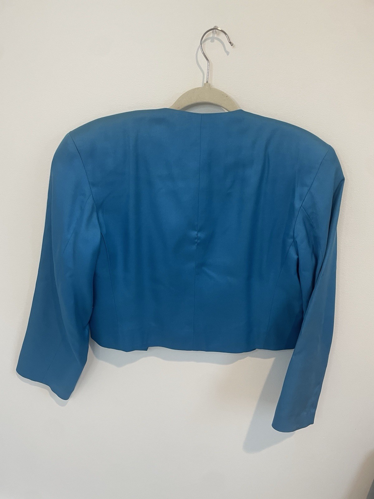 Vintage Perry Ellis Portfolio Blue Silk Blazer Shiny Buttons Old Money Size 6