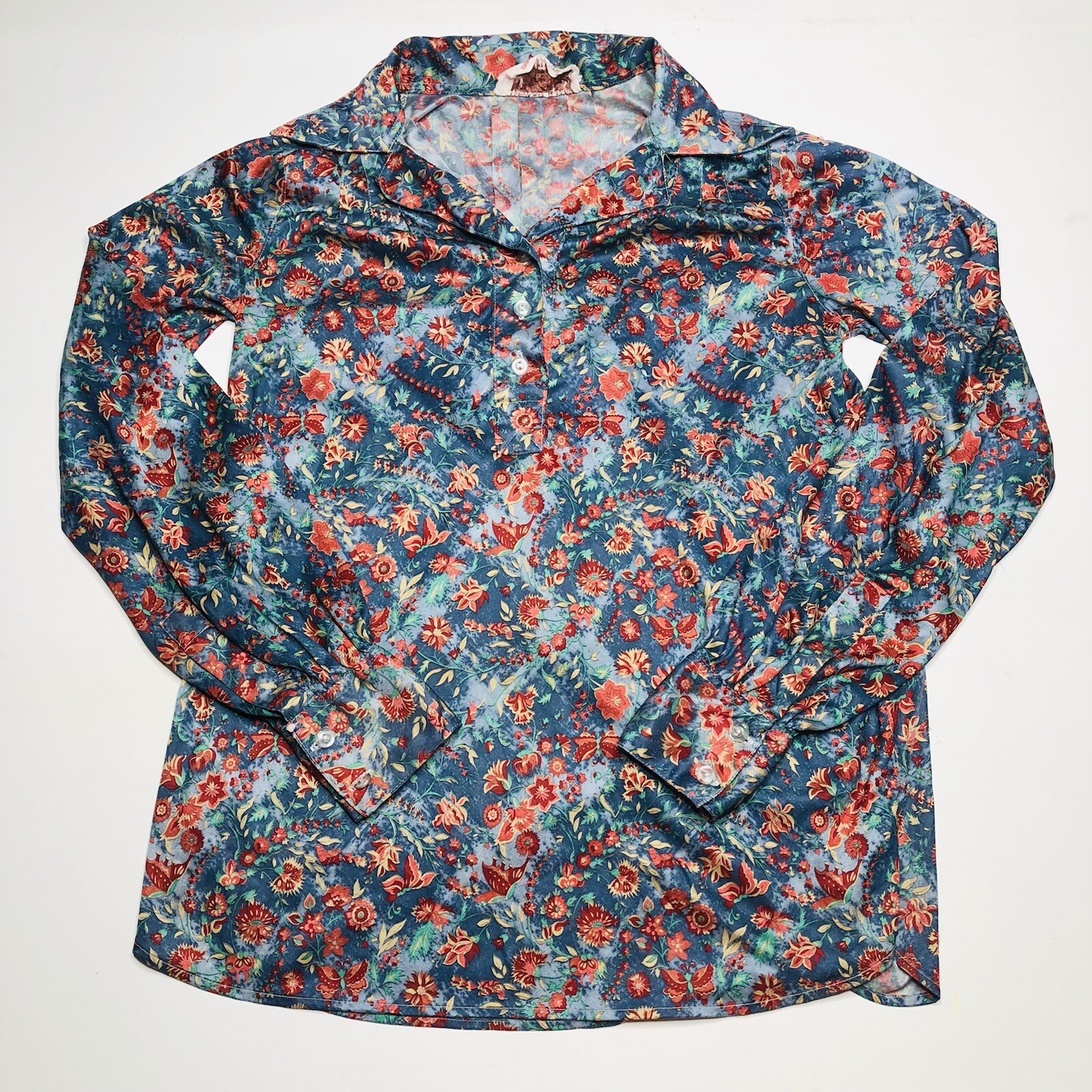 VTG 70s Organically Grown by Apreja XXS / P Ladies Shirt Blouse Floral Butterfly