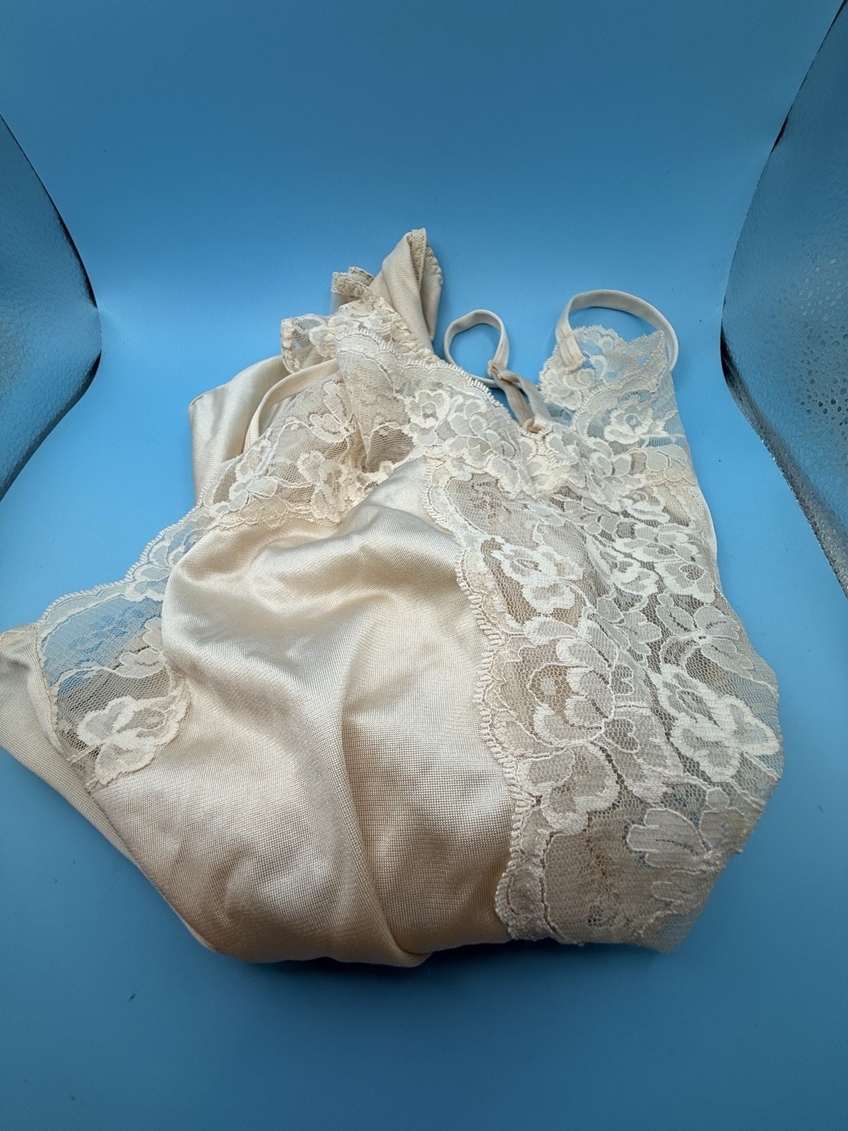 Vintage Bestform Nude Bodysuit Nylon Lace Size 34 Teddy Lingerie Snap Closure