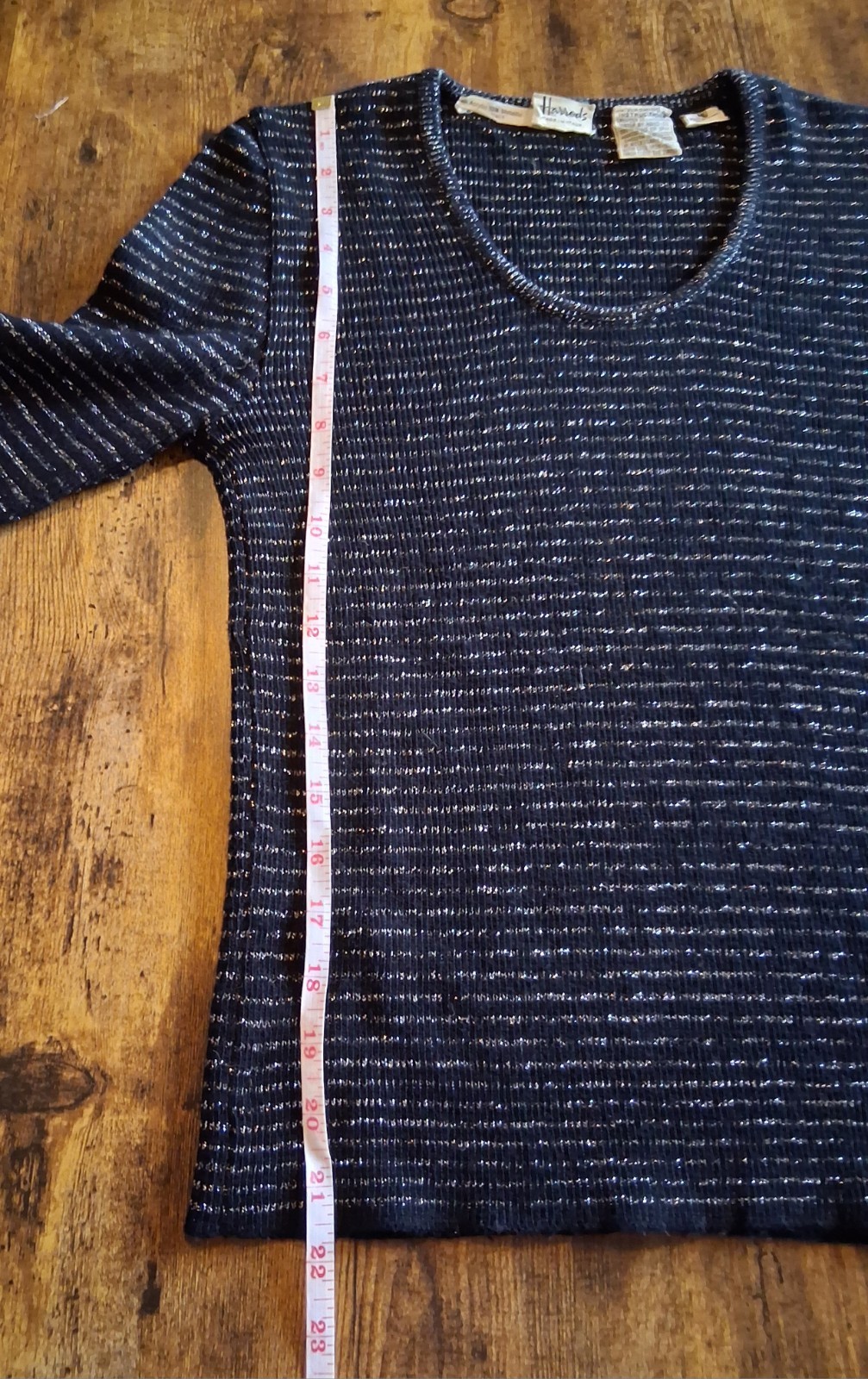 Vintage 70s HARRODS Sweater Lurex METALLIC BLACK STRIPE Italy Sz M