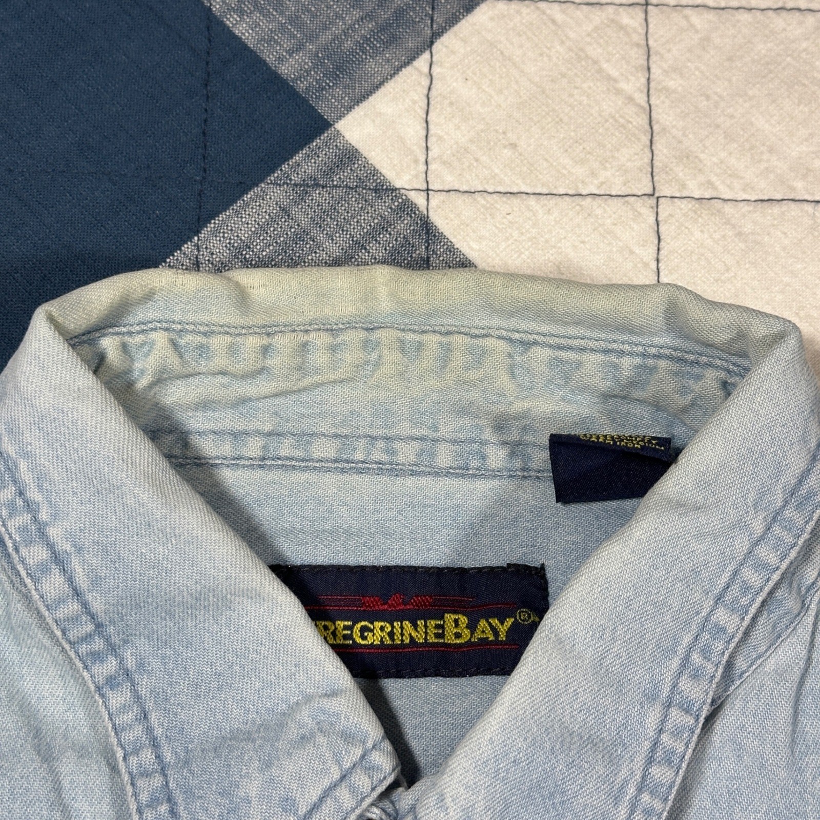Vintage Cottage Core Denim Shirt Peregrine Bay XL Blue Embroidered Floral
