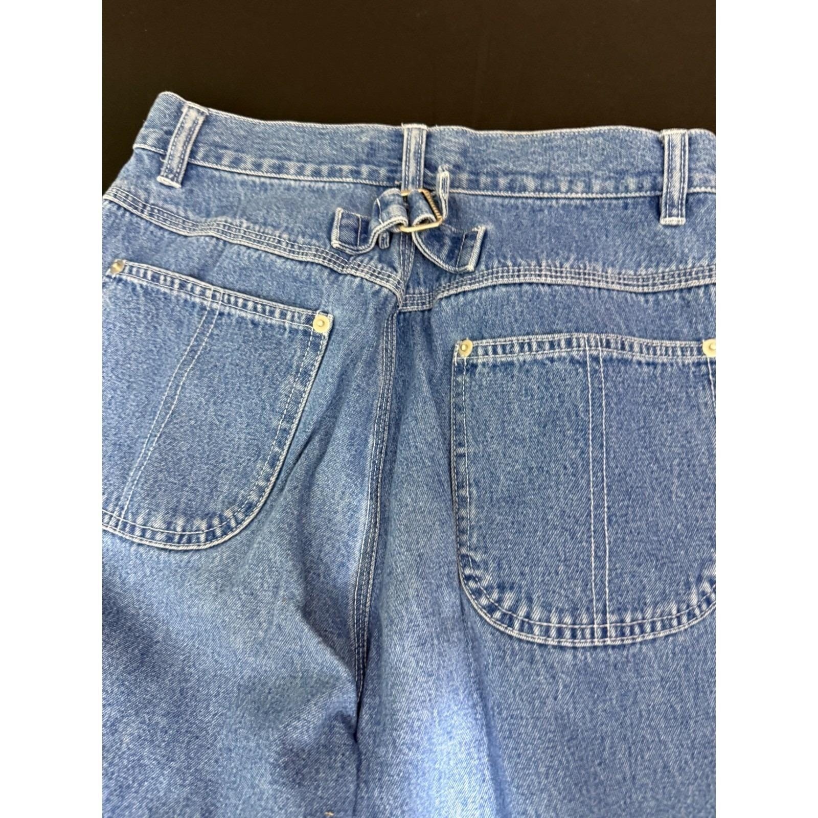 Real Comfort Wide Leg Jeans 8 Blue Excellent Cinch Back High Waisted Vintage 90s