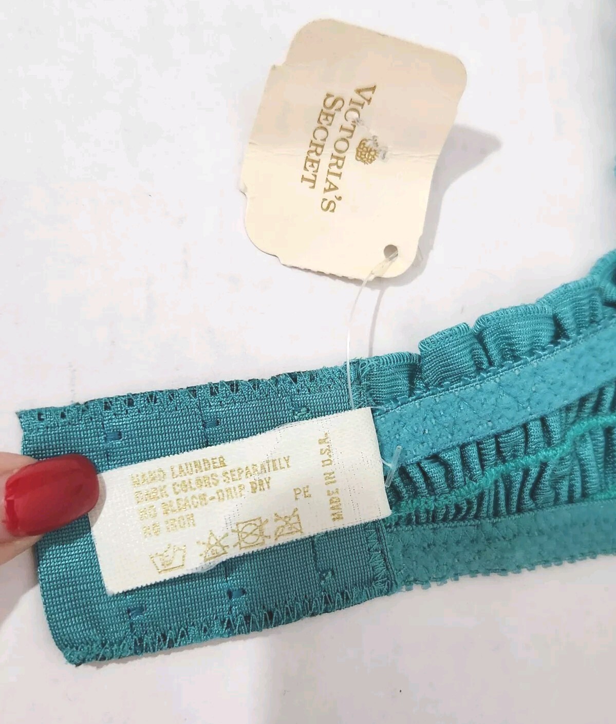 Vintage Victoria’s Secret Gold Label CROWN Bra 36C Made in USA- NWT – Teal Green