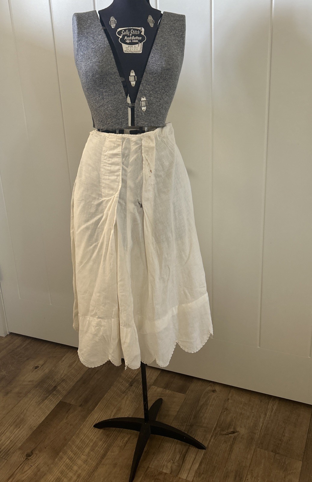 Antique Off White Petticoat With Scalloped Hem Needs Repair