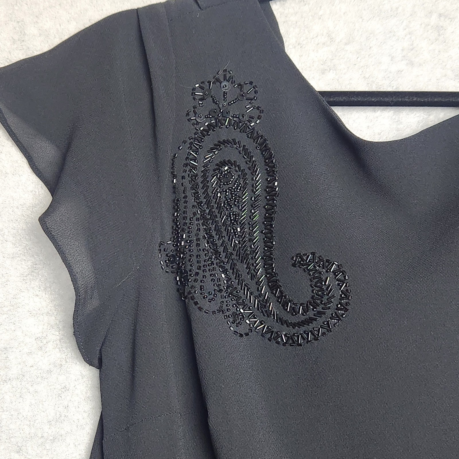 Vtg 90’s Black Beaded Maxi Dress Robbie Bee Scoop back dancing cocktail dressy