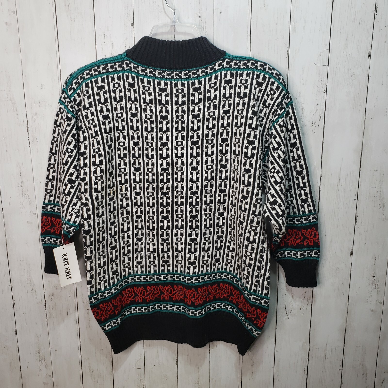 Vintage Deadstock NWT Knit Knit Black White Ramie Cotton Sweater Size Medium